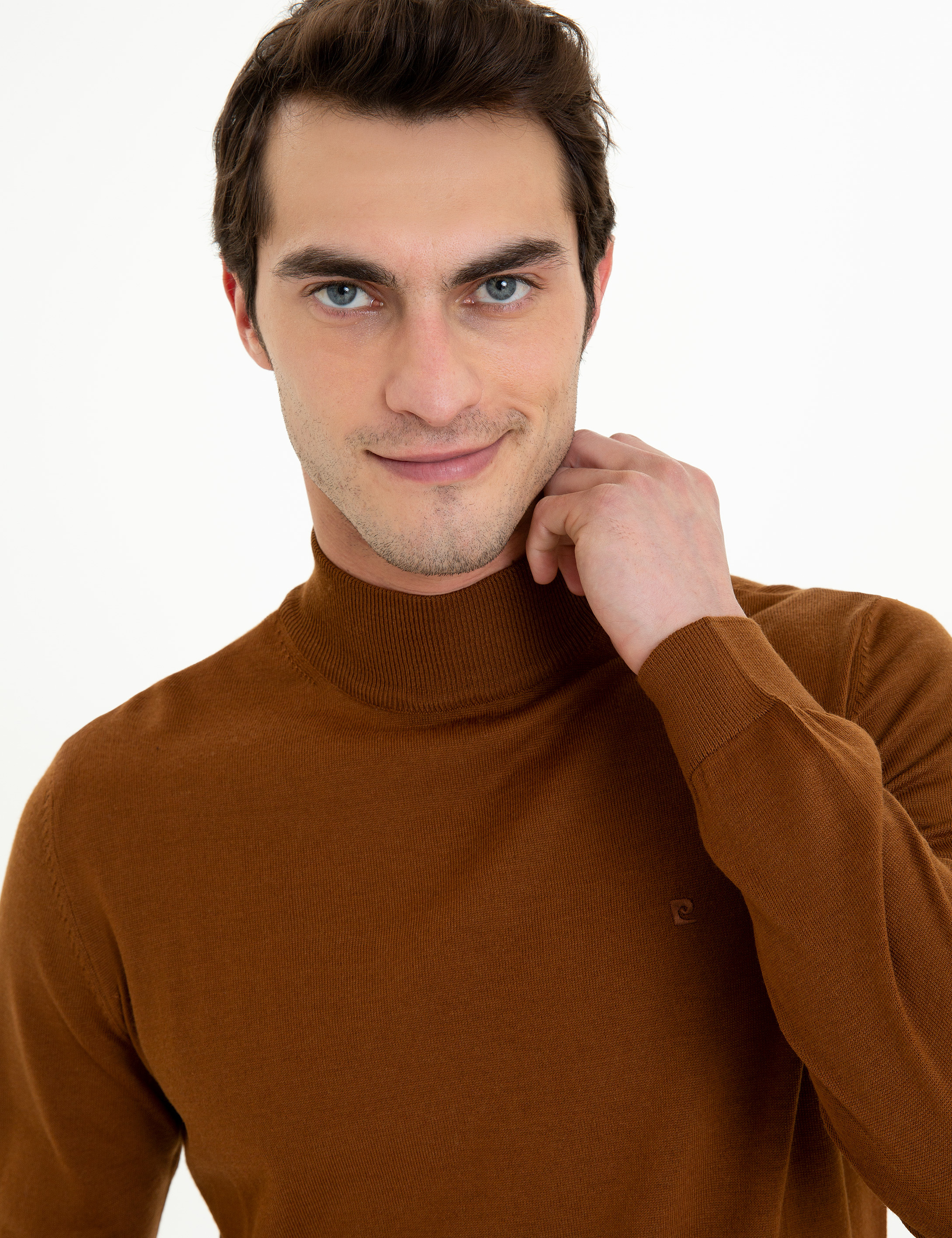 Pierre Cardin Taba Regular Fit Yarım Balıkçı Yaka Yün Karışımlı Basic Triko Kazak görsel 2