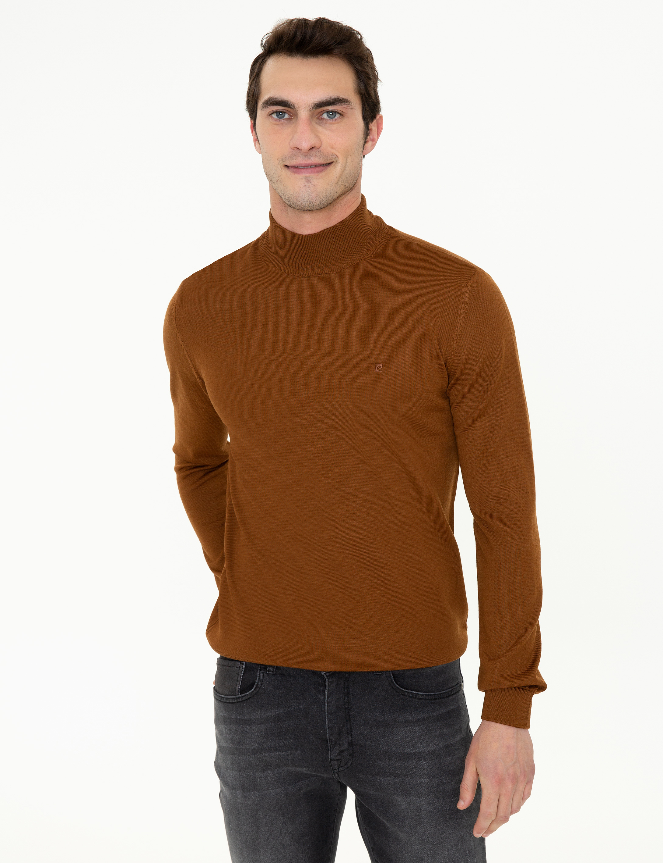 Pierre Cardin Taba Regular Fit Yarım Balıkçı Yaka Yün Karışımlı Basic Triko Kazak görsel 3