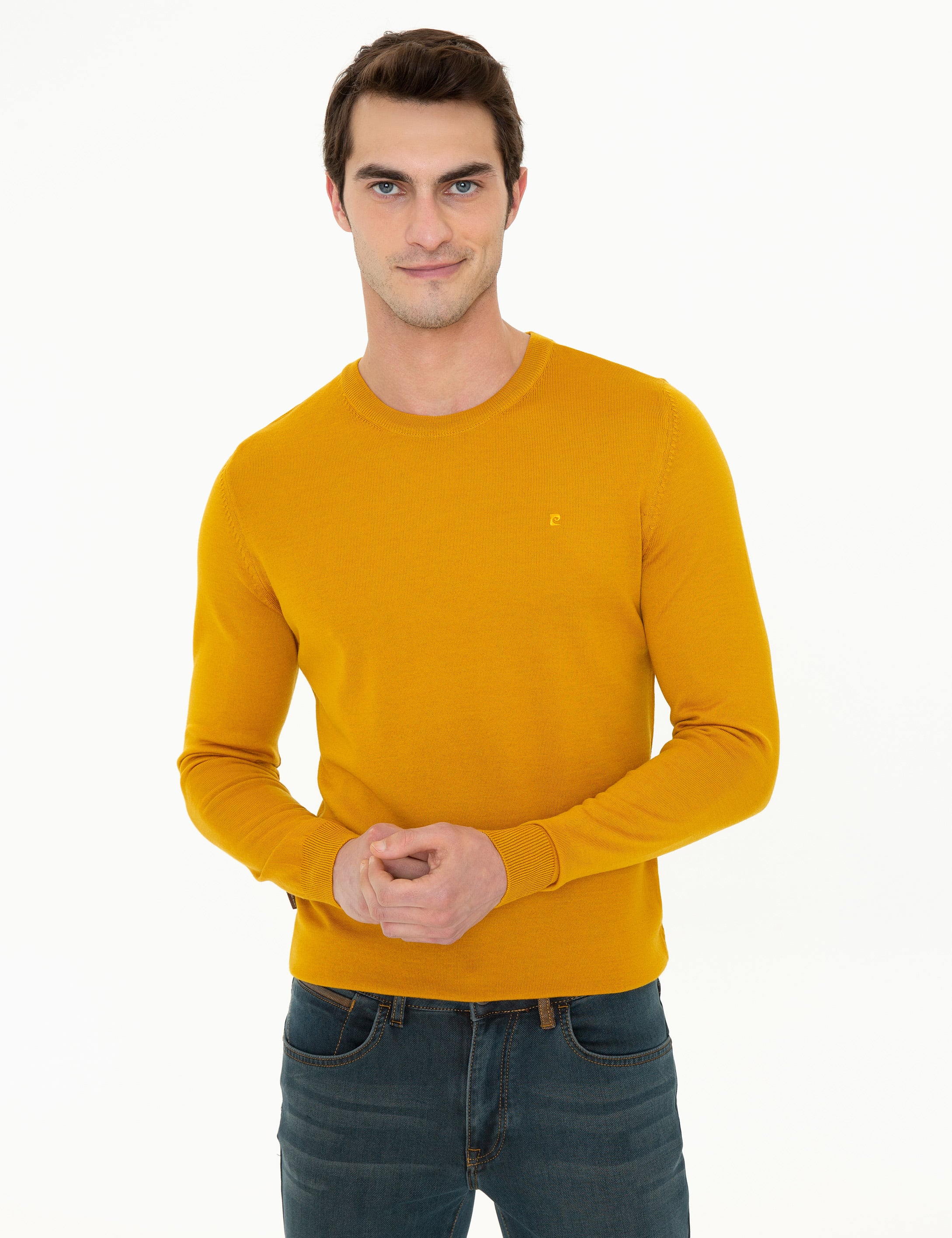 Safran Regular Fit Bisiklet Yaka Yün Karışımlı Basic Triko Kazak - Image 1