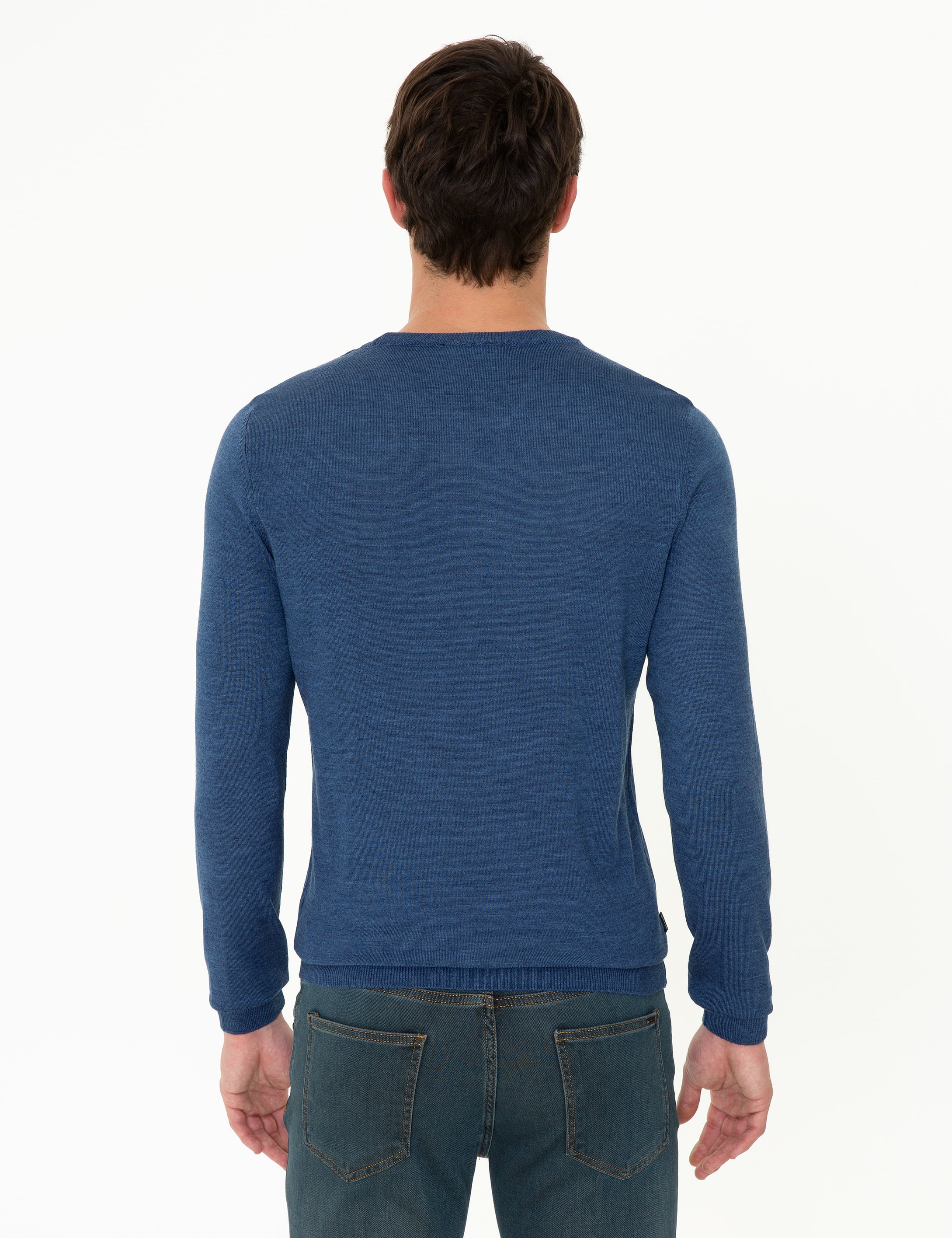 Pierre Cardin İndigo Regular Fit Bisiklet Yaka Yün Karışımlı Basic Triko Kazak görsel 4