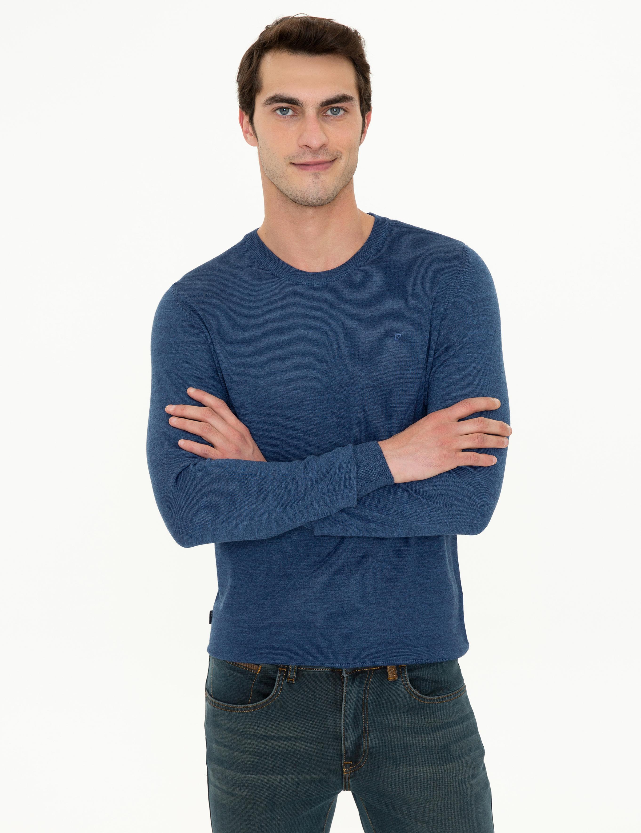 İndigo Regular Fit Bisiklet Yaka Yün Karışımlı Basic Triko Kazak