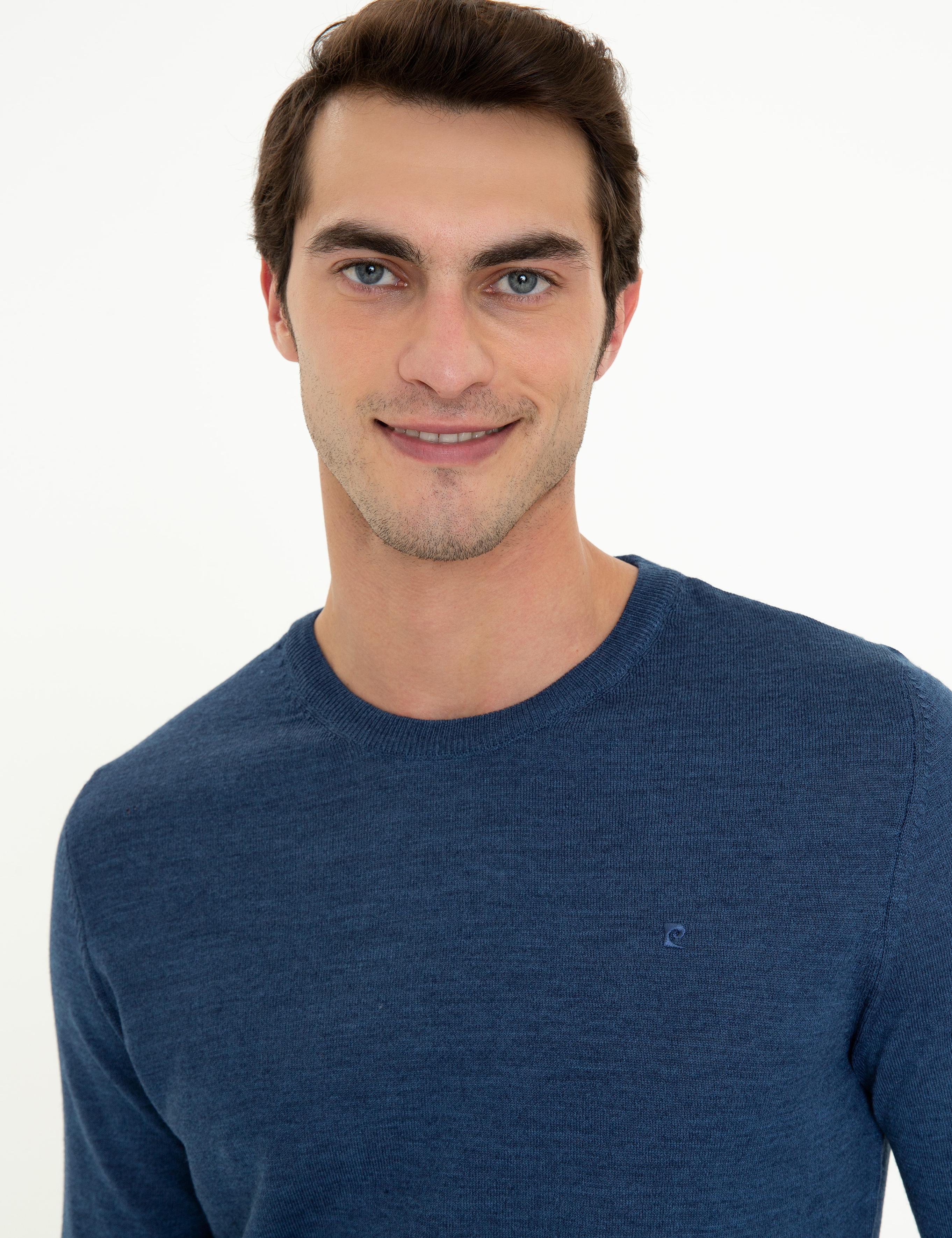 İndigo Regular Fit Bisiklet Yaka Yün Karışımlı Basic Triko Kazak