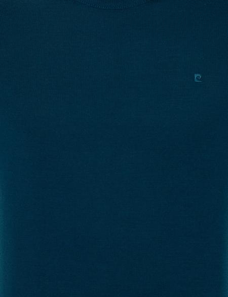 Petrol Regular Fit Bisiklet Yaka Yün Karışımlı Basic Triko Kazak - 50237703147