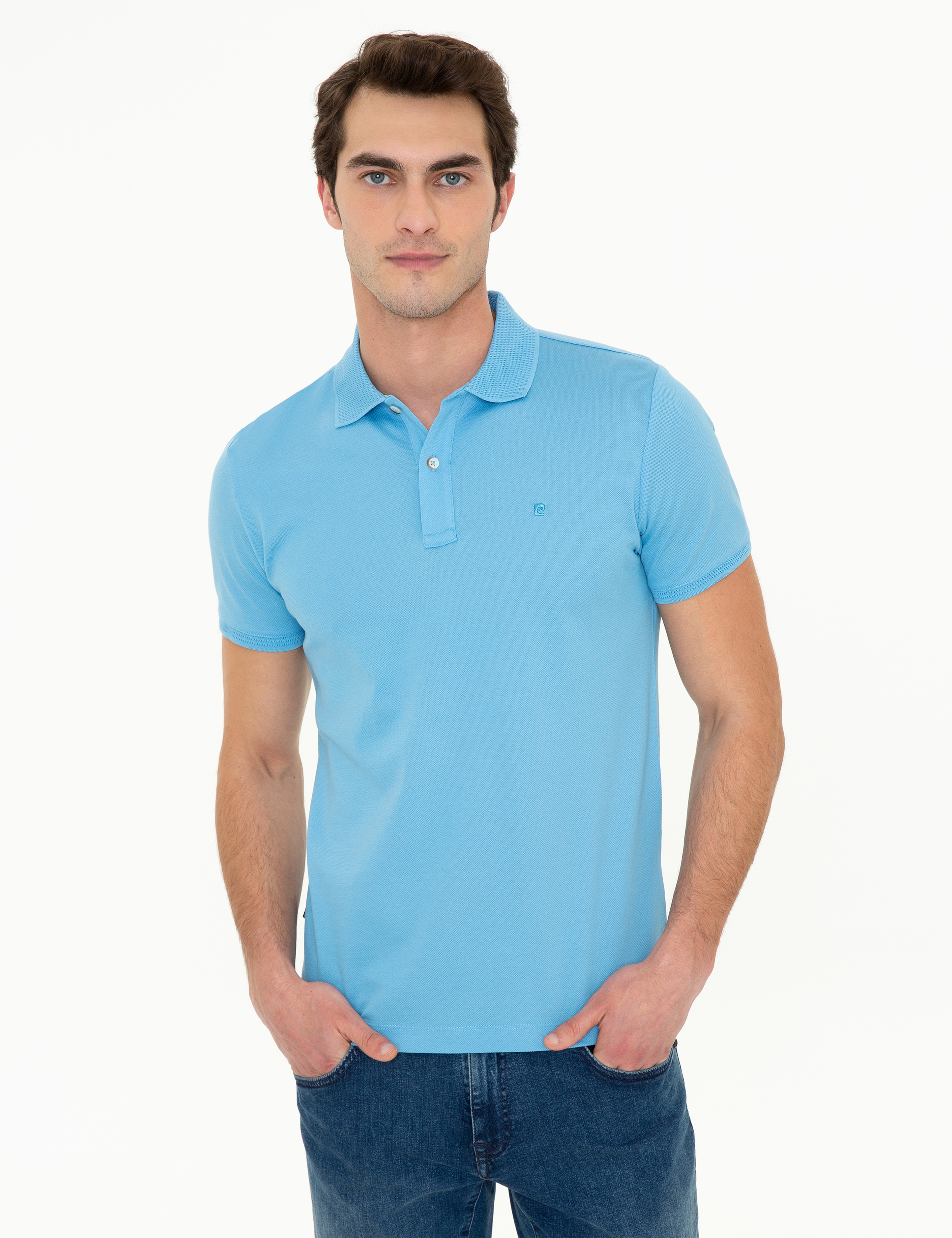 Mavi Slim Fit %100 Pamuk Düğmeli Düğmeli Polo Yaka Merserize Basic Tişört