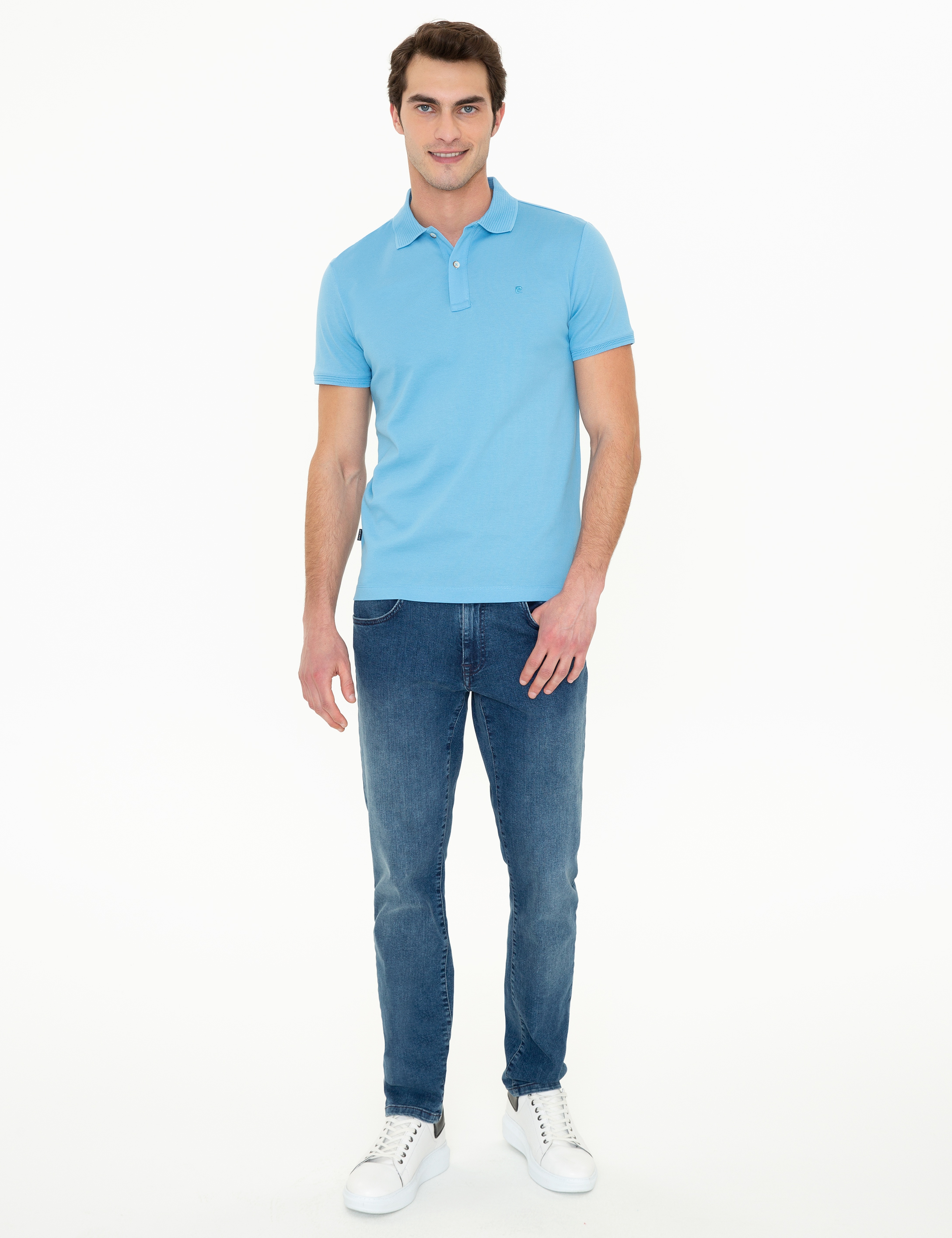 Mavi Slim Fit %100 Pamuk Düğmeli Düğmeli Polo Yaka Merserize Basic Tişört - Image 5