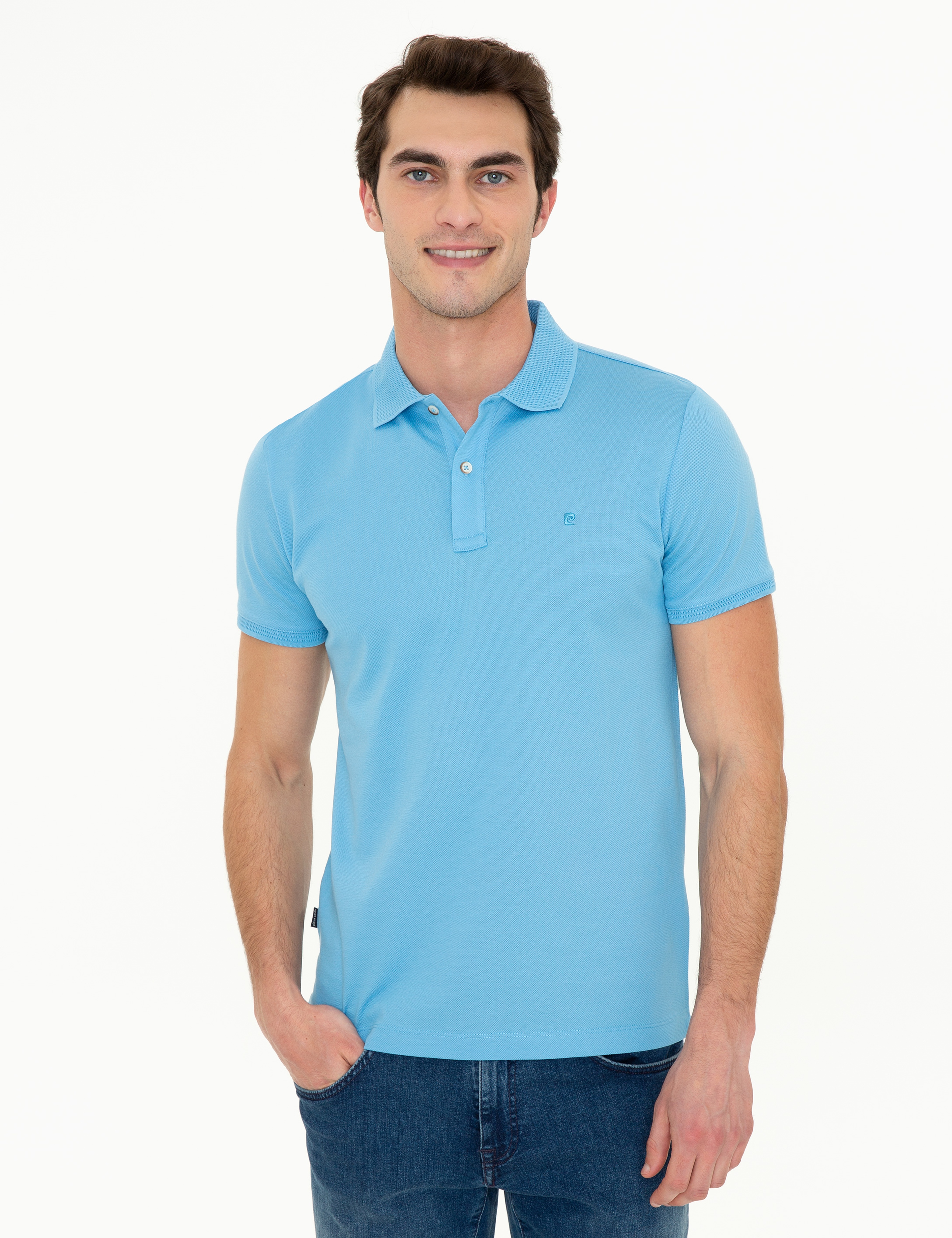 Mavi Slim Fit %100 Pamuk Düğmeli Düğmeli Polo Yaka Merserize Basic Tişört