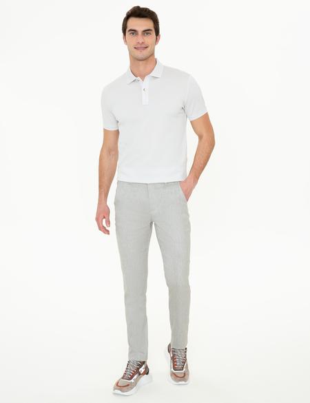 Açık Gri Slim Fit Polo Yaka Merserize Tişört - 50249879058