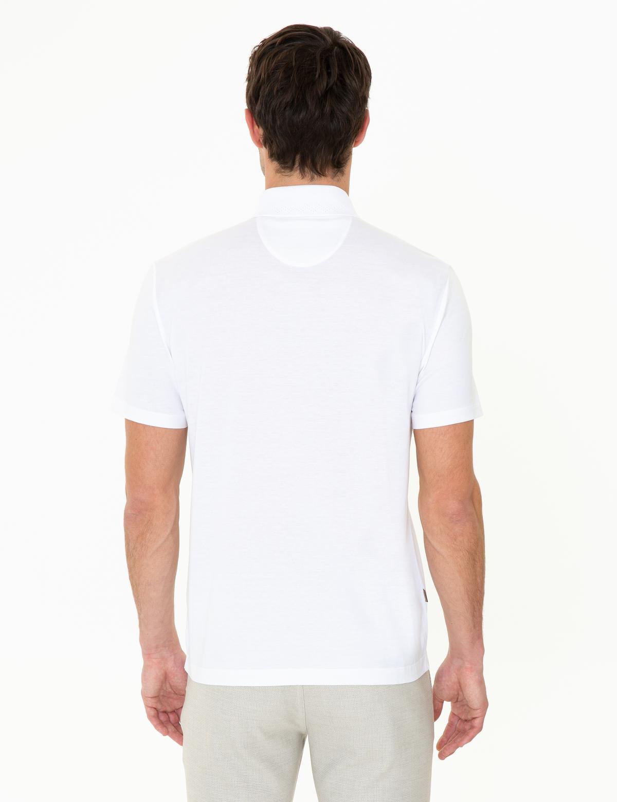 Beyaz Regular Fit Polo Yaka Merserize Tişört - 50249893027