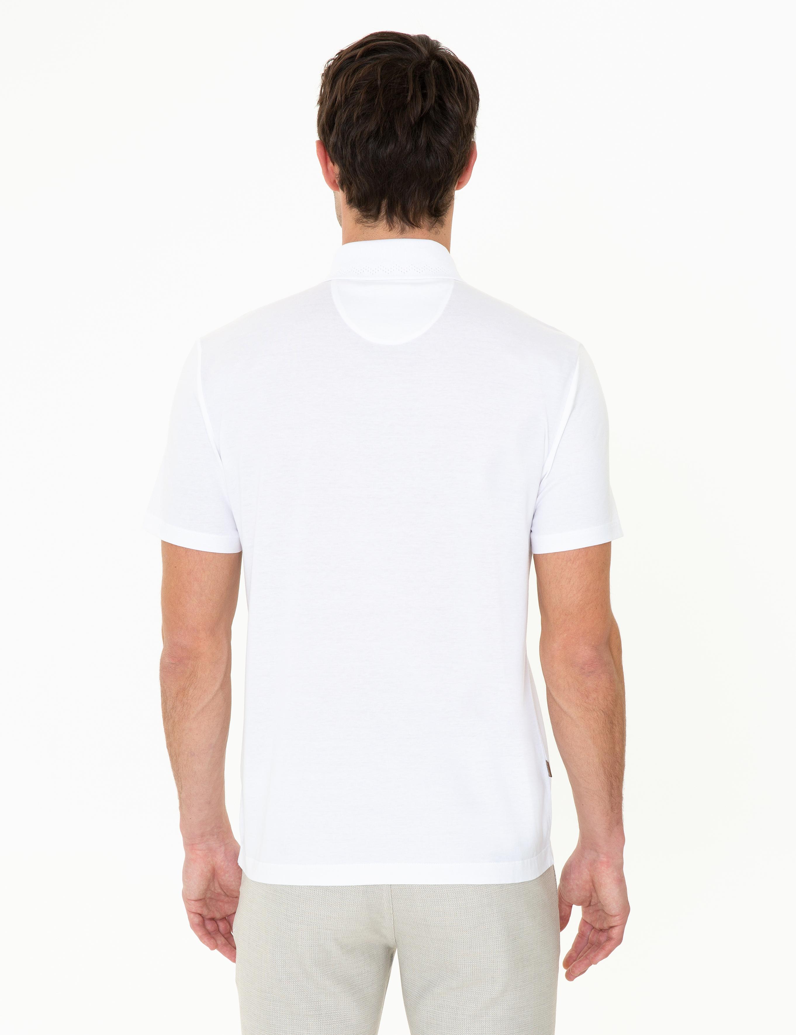 Beyaz Regular Fit Polo Yaka Merserize Tişört