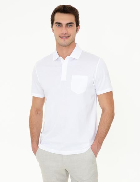 Beyaz Regular Fit Polo Yaka Merserize Tişört - 50249893027