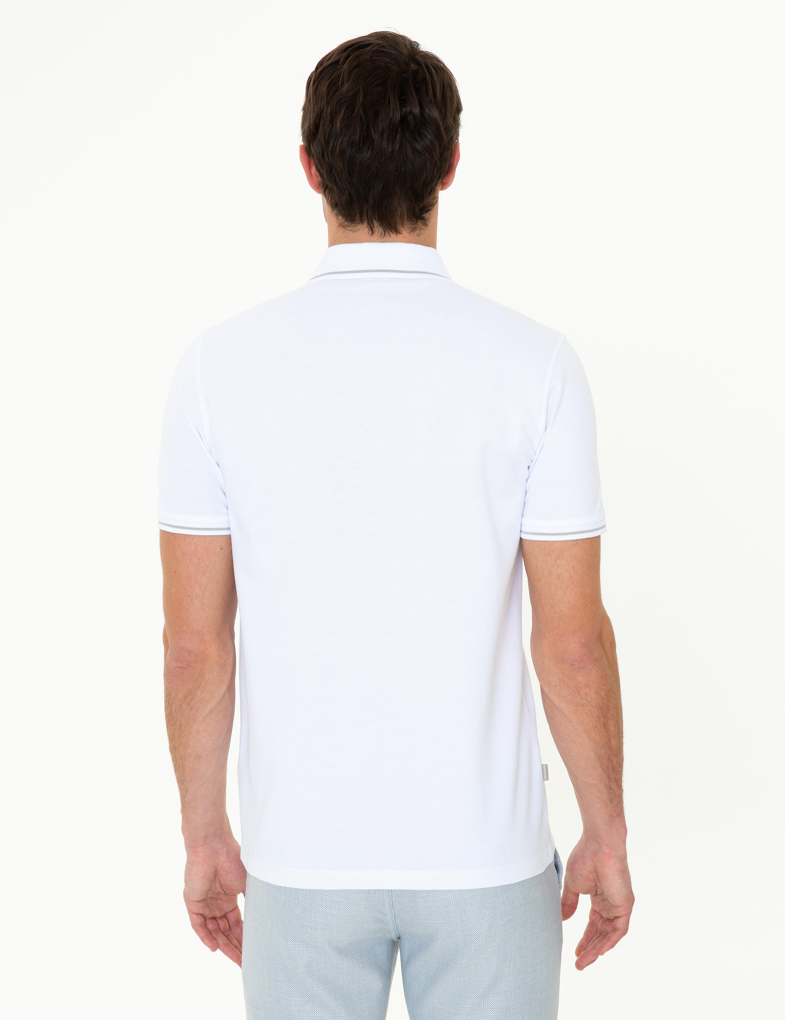 Beyaz Slim Fit Polo Yaka Basic Tişört