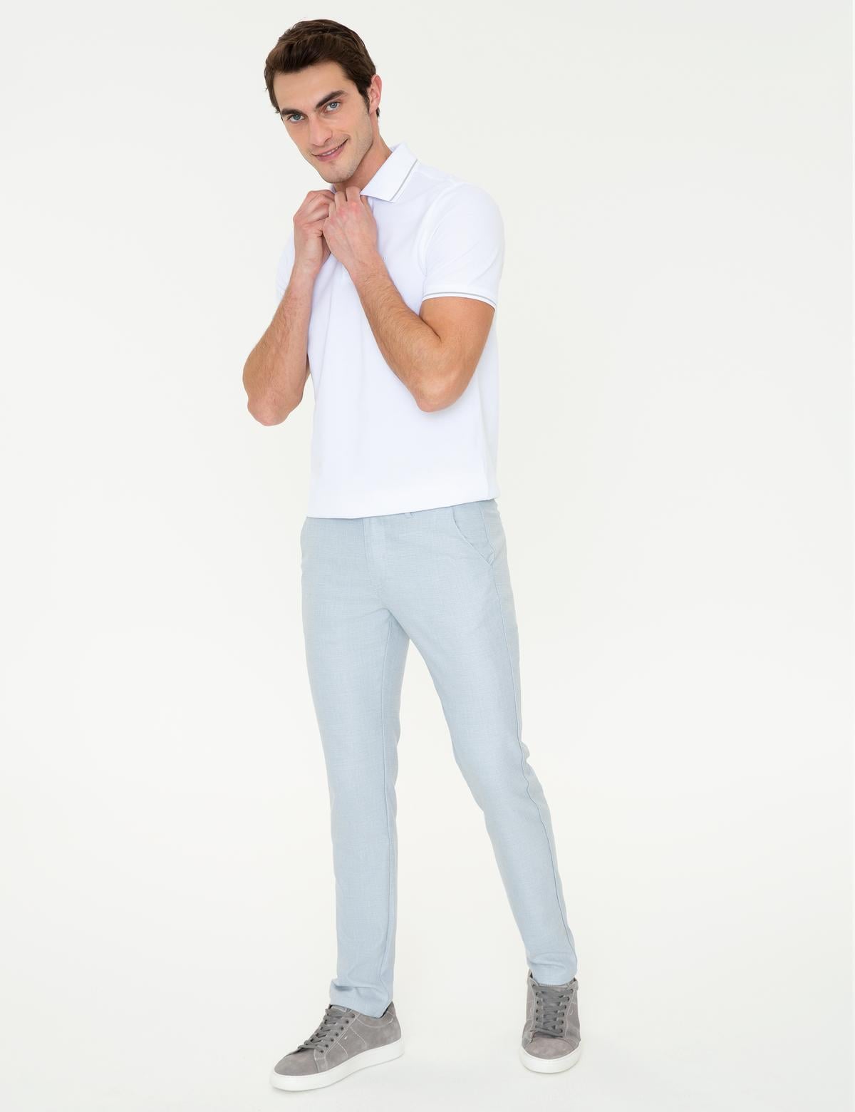 Beyaz Slim Fit Polo Yaka Basic Tişört - 50252448001