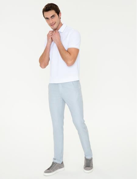 Beyaz Slim Fit Polo Yaka Basic Tişört - 50252448001