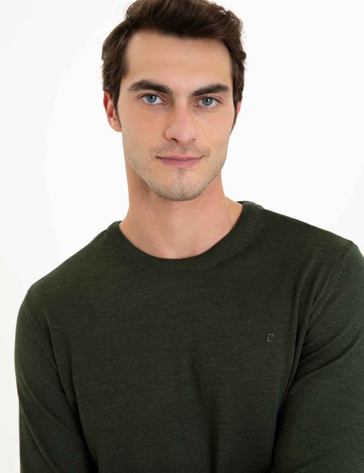 Yeşil Regular Fit Basic Triko Kazak - 50237703133