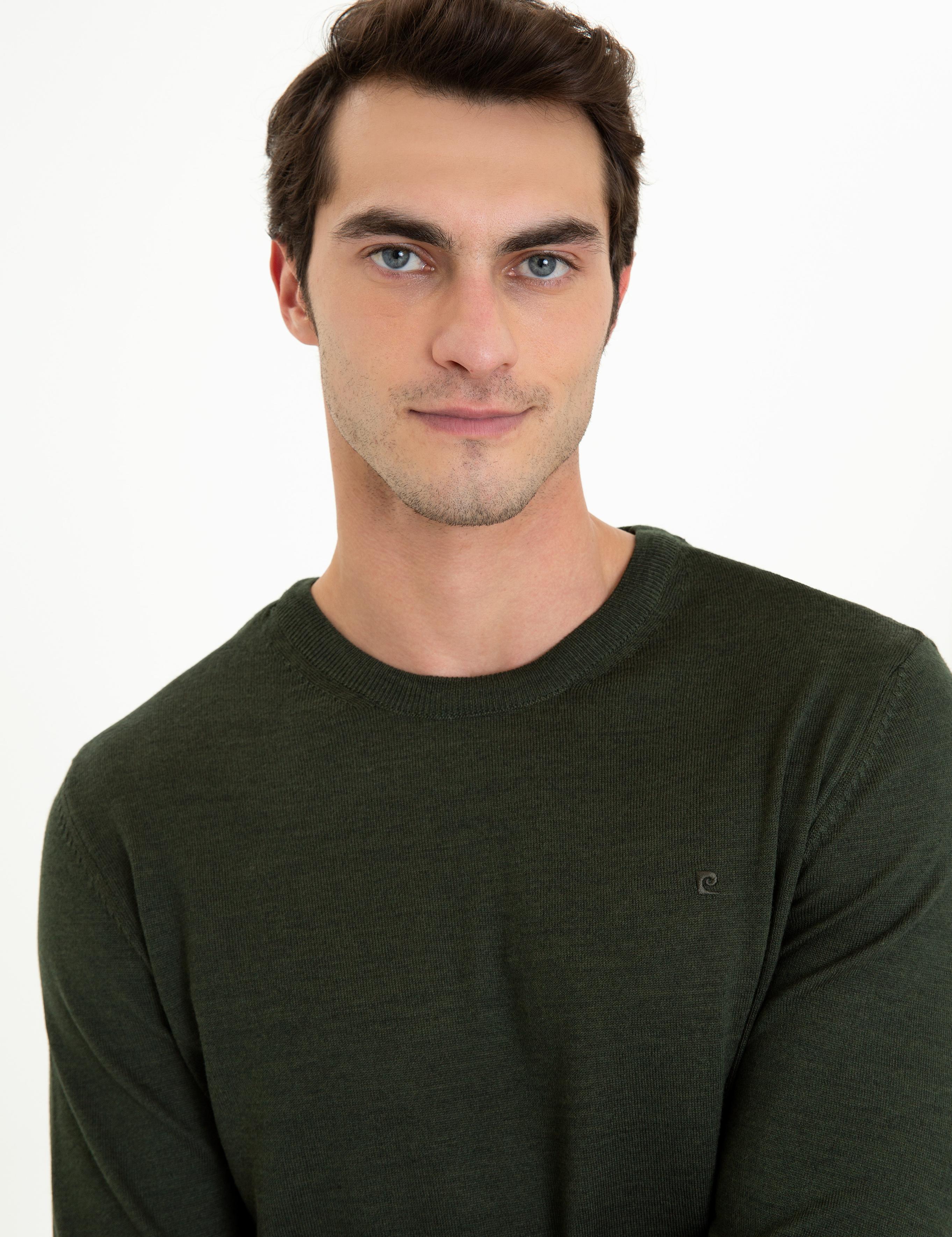 Yeşil Regular Fit Basic Triko Kazak