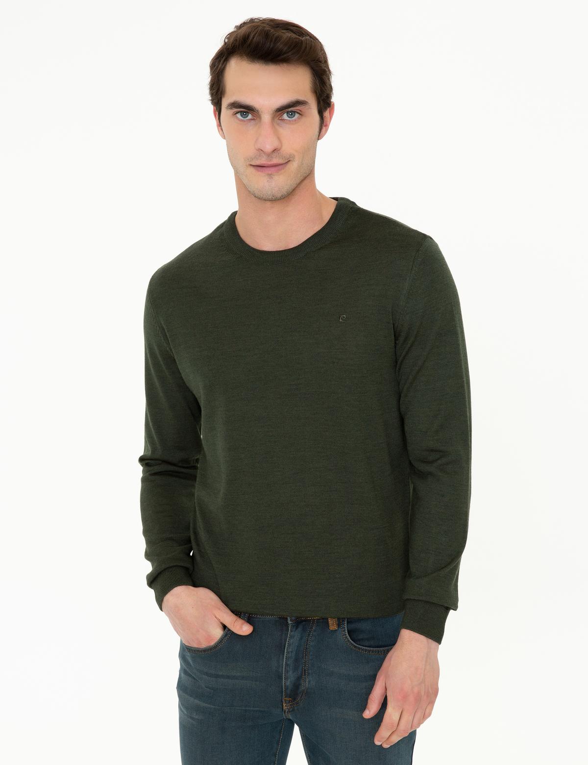 Yeşil Regular Fit Basic Triko Kazak - 50237703133