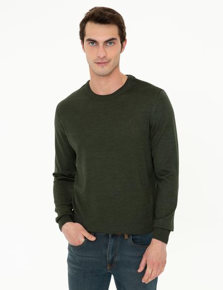 Yeşil Regular Fit Basic Triko Kazak - 50237703133