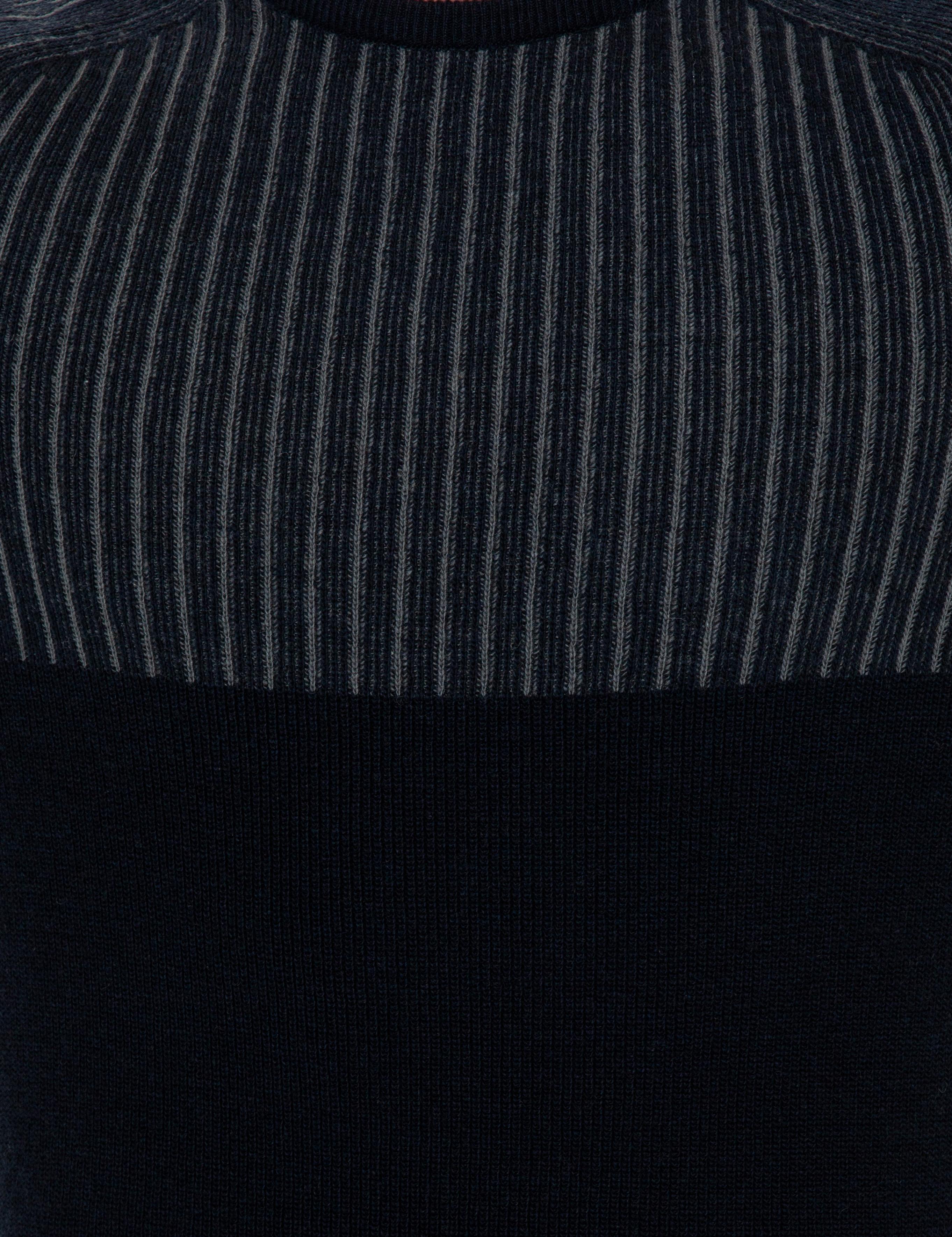 Lacivert Slim Fit Bisiklet Yaka Yün Karışımlı Triko Kazak