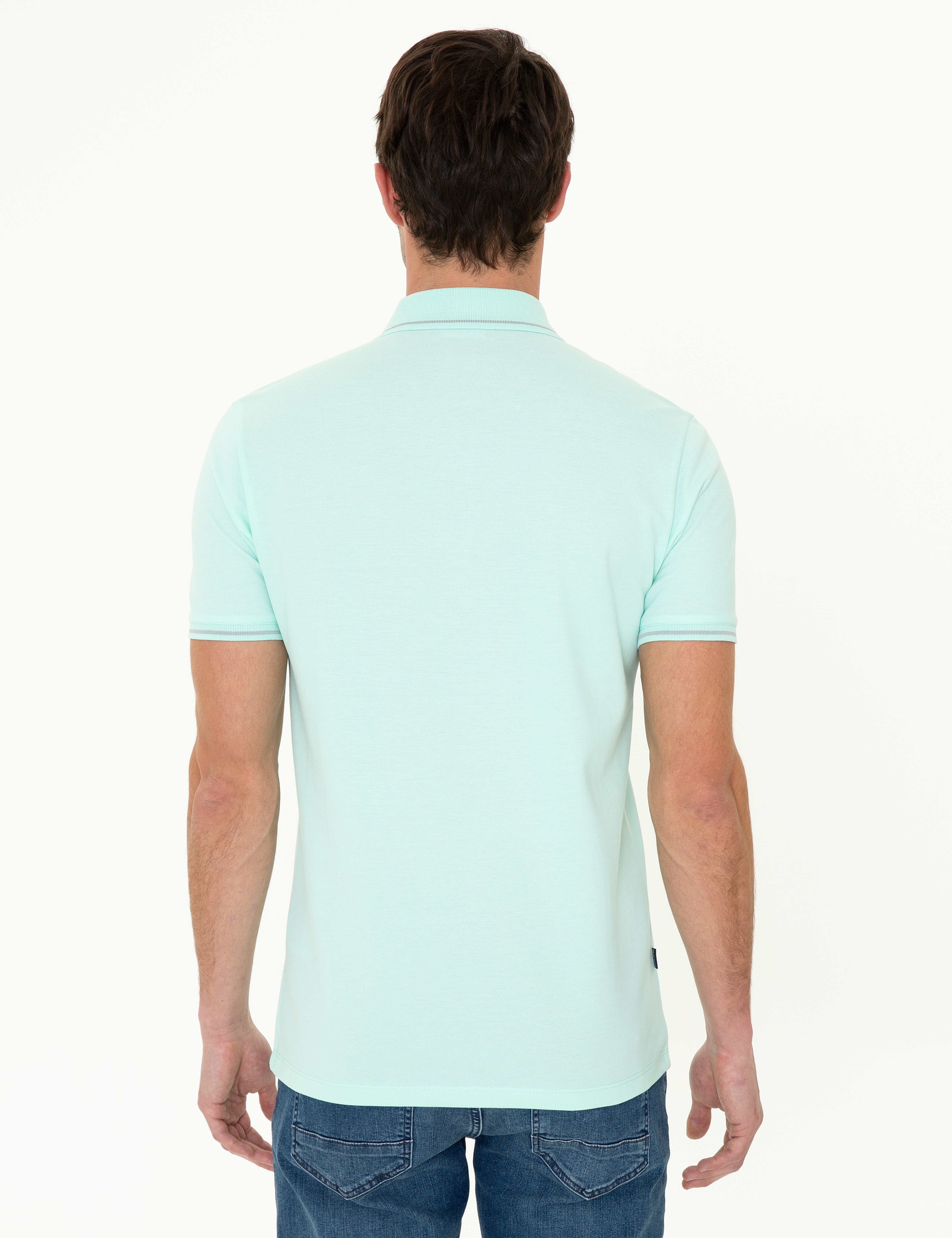 Açık Yeşil Slim Fit Polo Yaka Basic Tişört