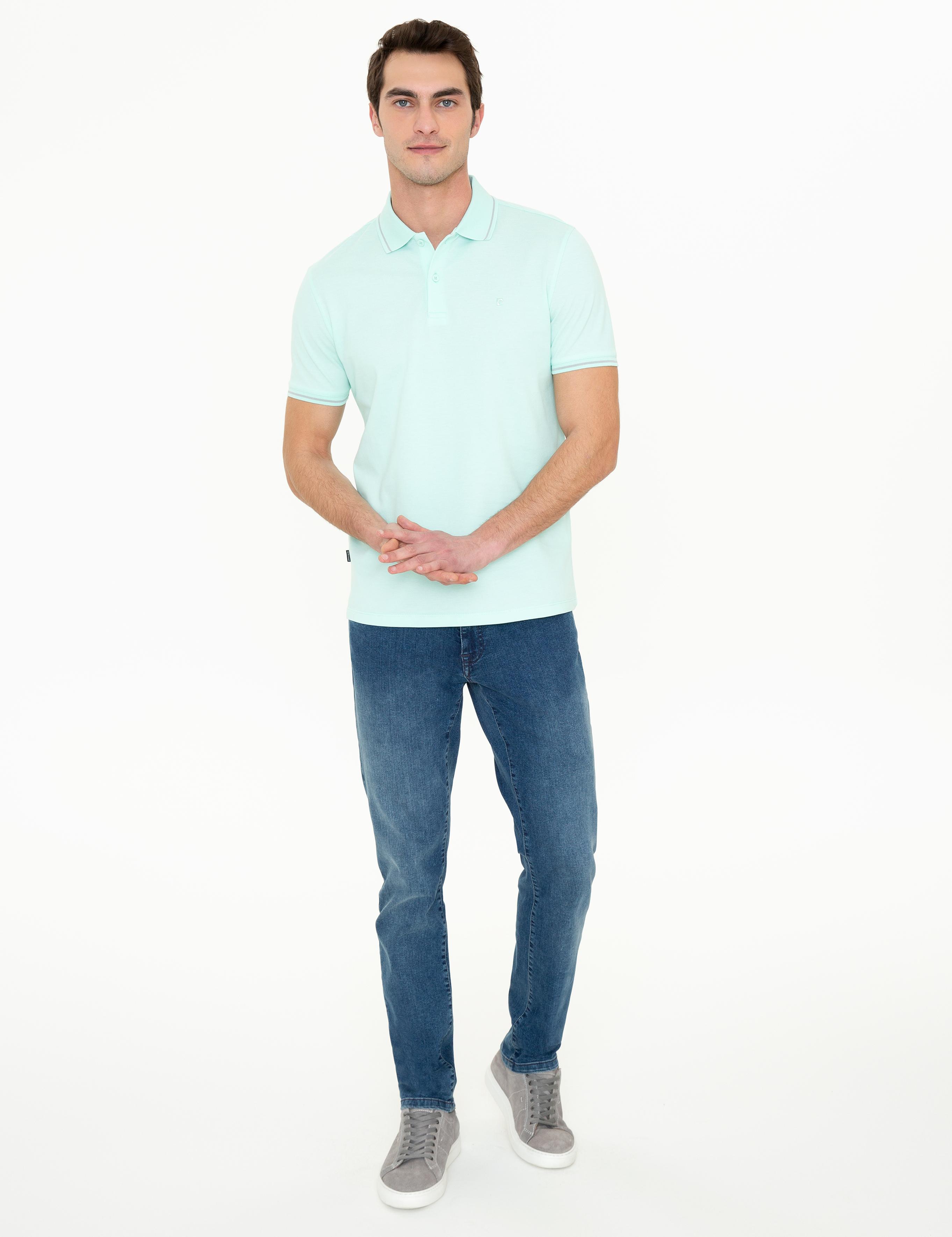 Açık Yeşil Slim Fit Polo Yaka Basic Tişört