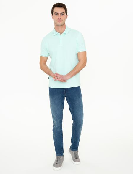 Açık Yeşil Slim Fit Polo Yaka Basic Tişört - 50252448155