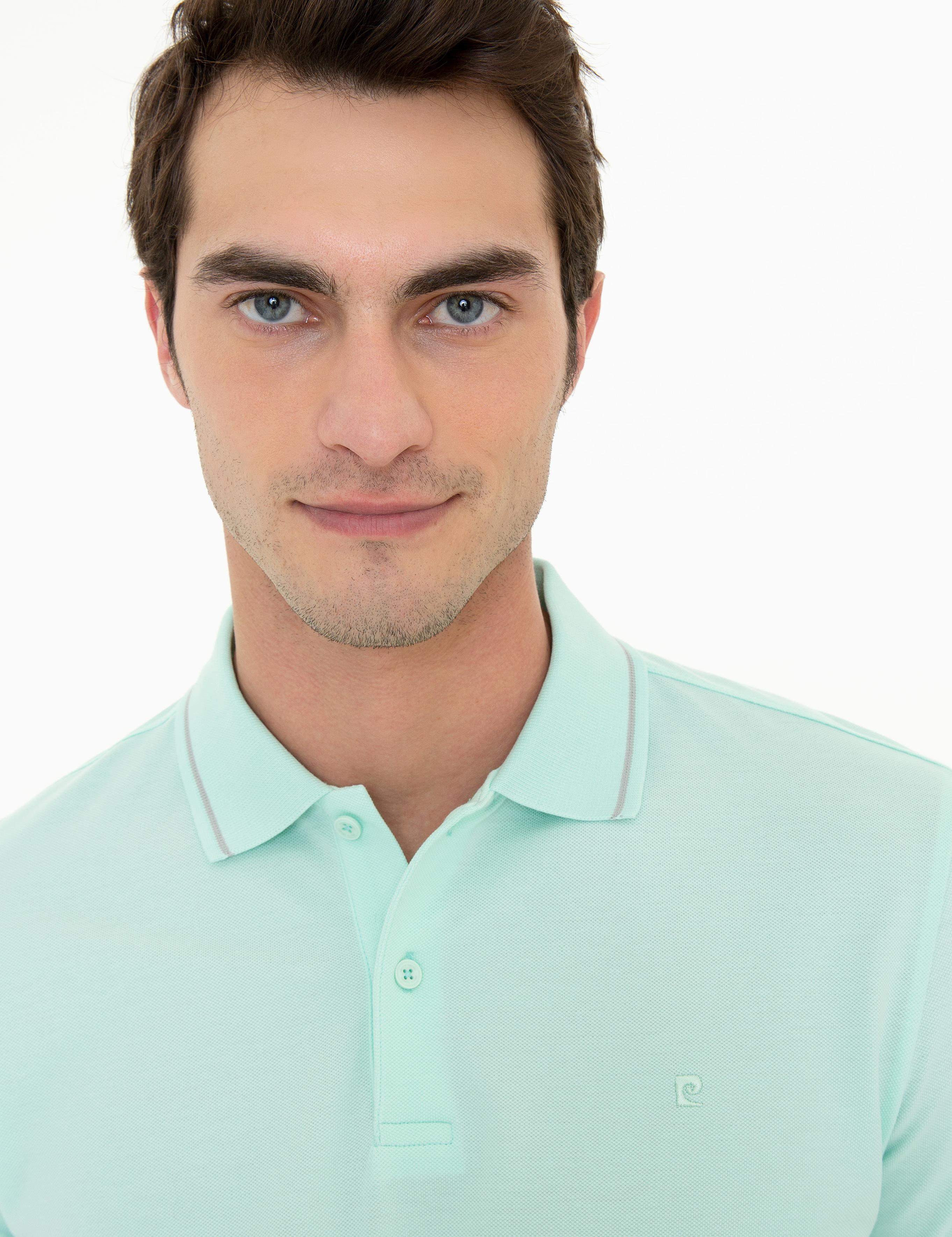 Açık Yeşil Slim Fit Polo Yaka Basic Tişört