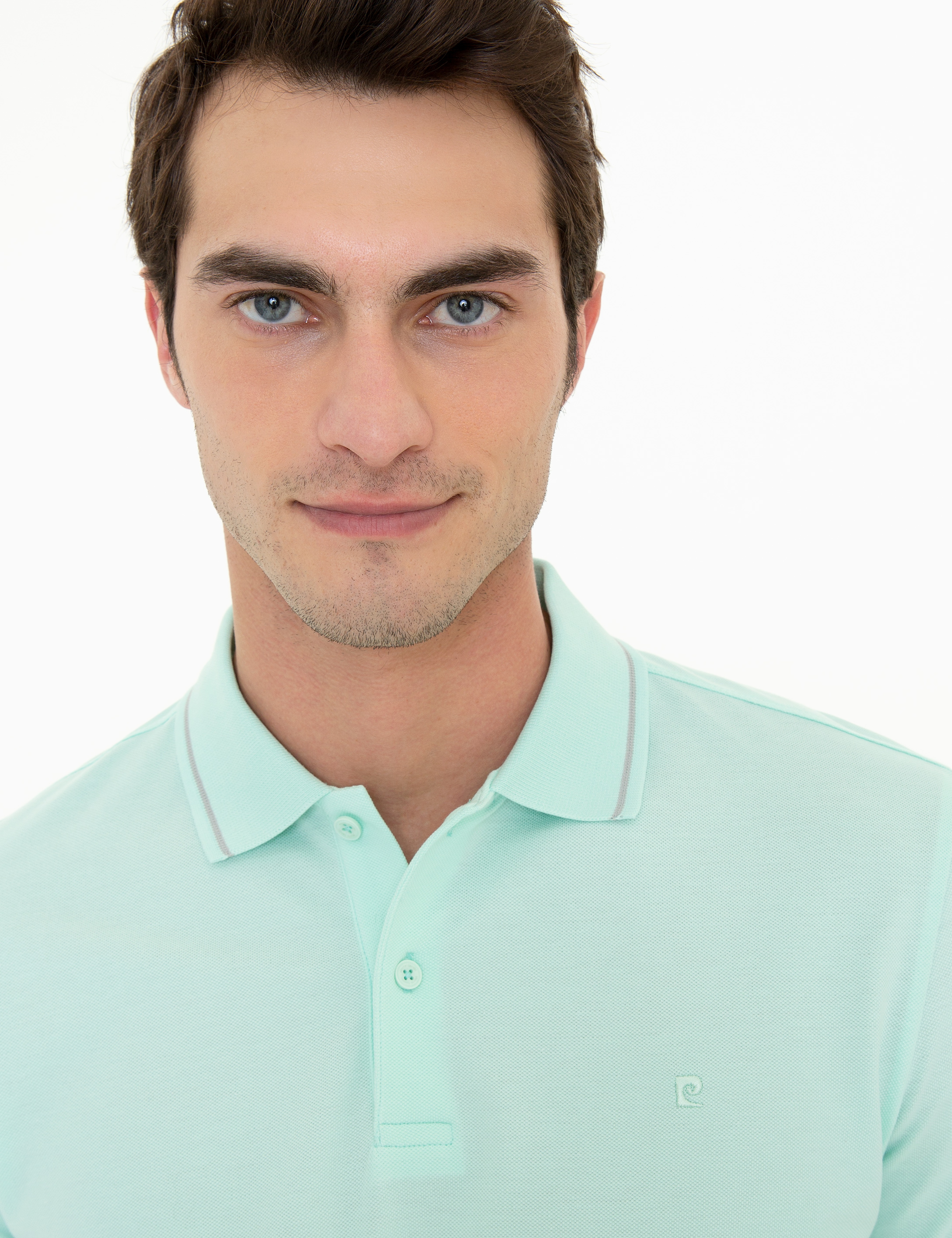 Açık Yeşil Slim Fit Polo Yaka Basic Tişört