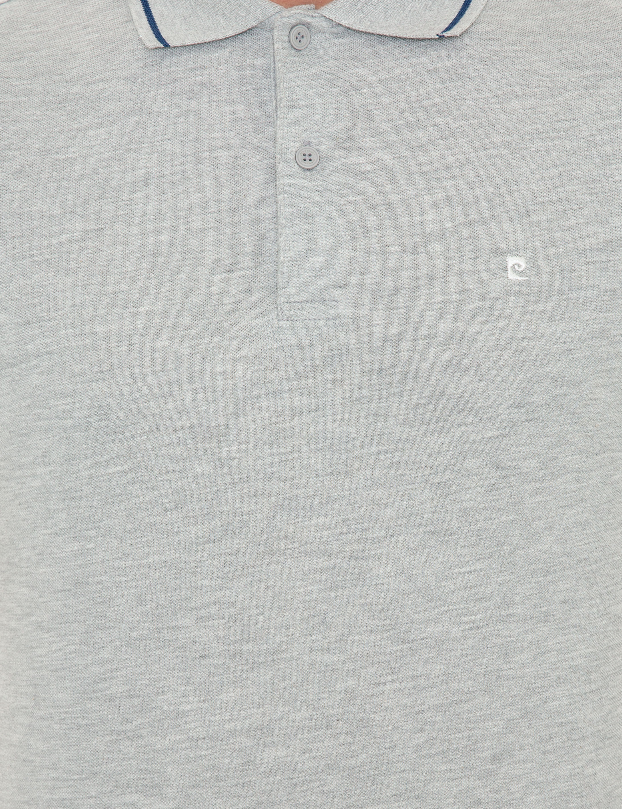 Açık Gri Melanj Slim Fit Polo Yaka Basic Tişört - Image 6