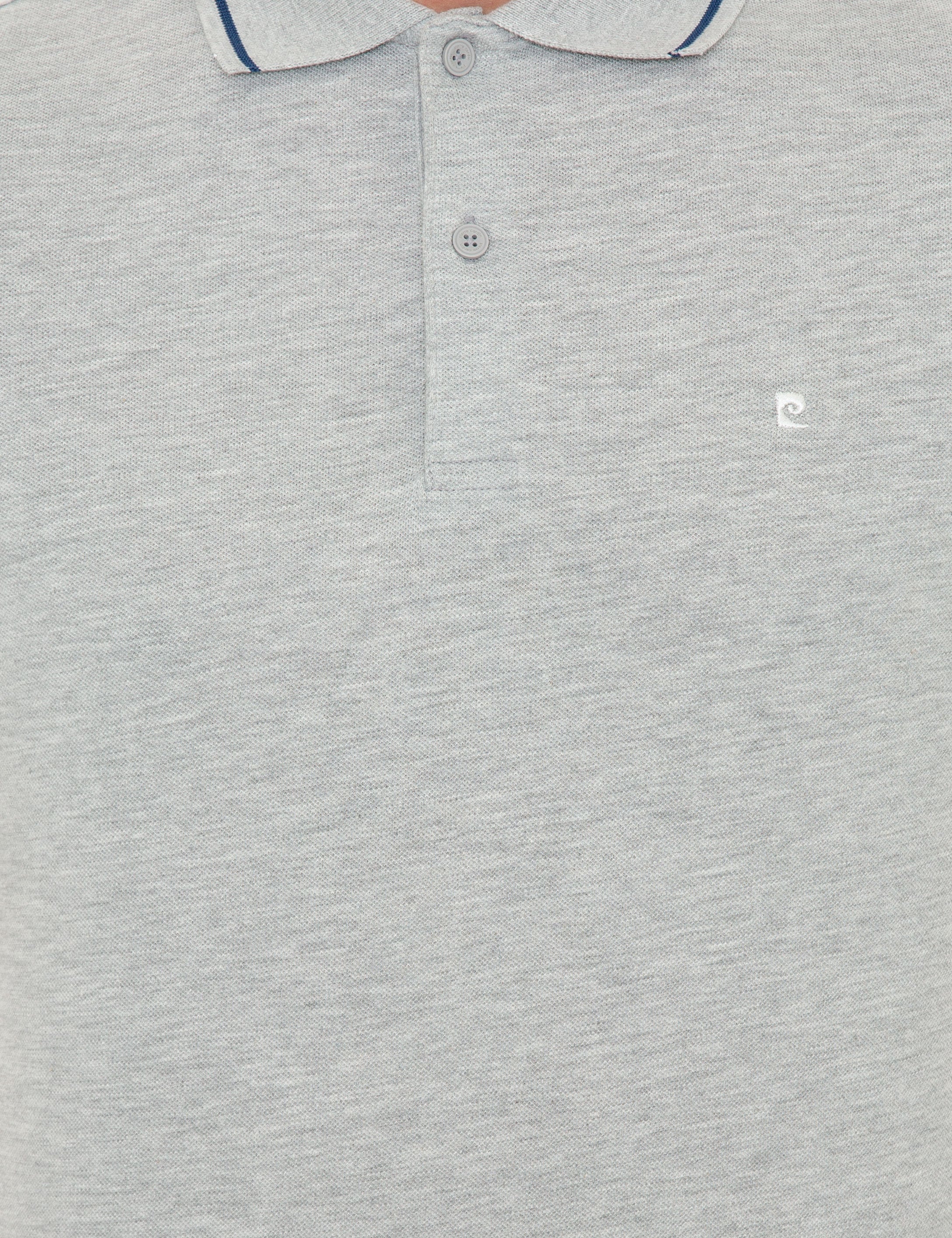 Açık Gri Melanj Slim Fit Polo Yaka Basic Tişört