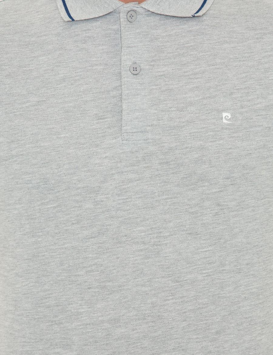 Açık Gri Melanj Slim Fit Polo Yaka Basic Tişört