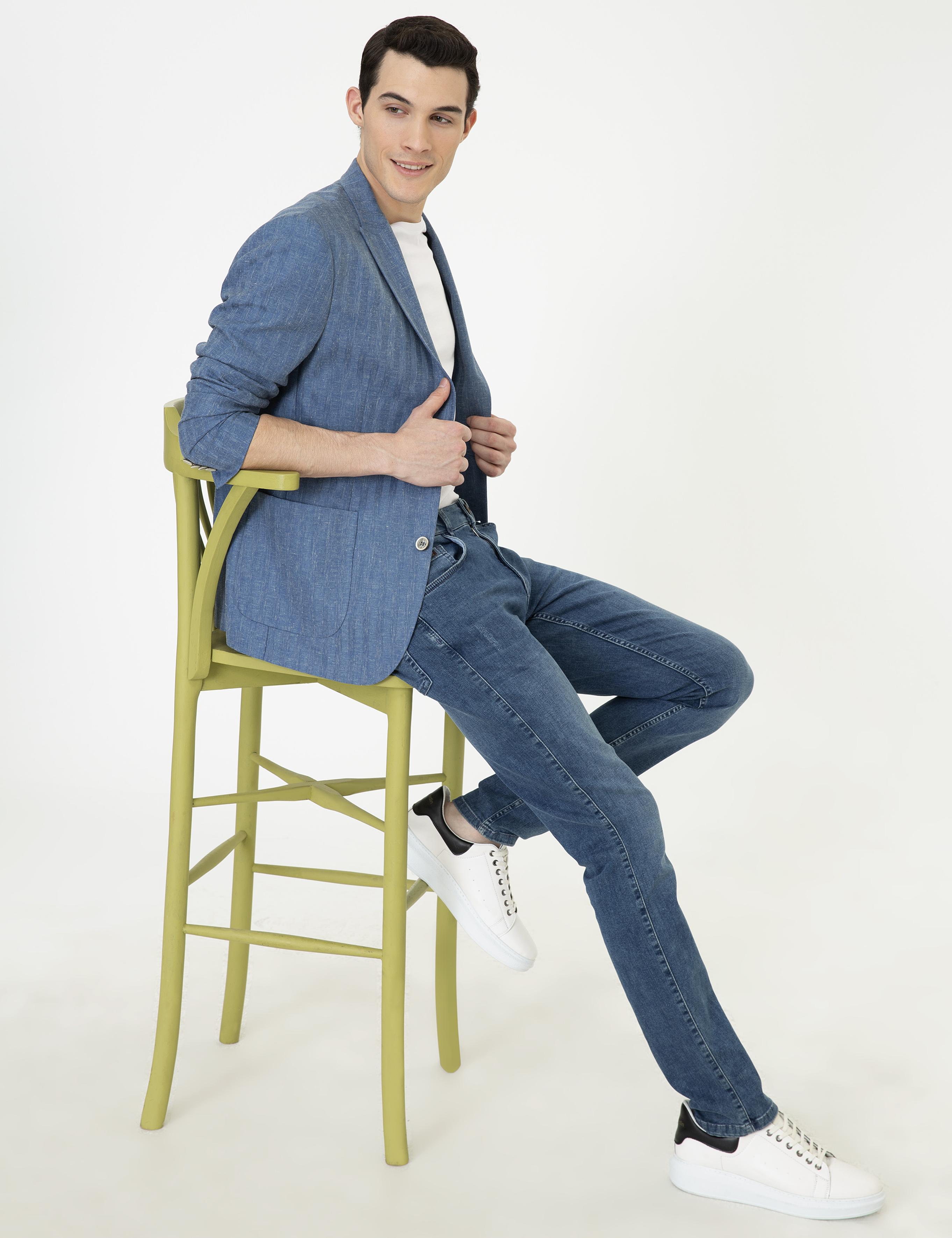 Koyu Mavi Slim Fit Ceket