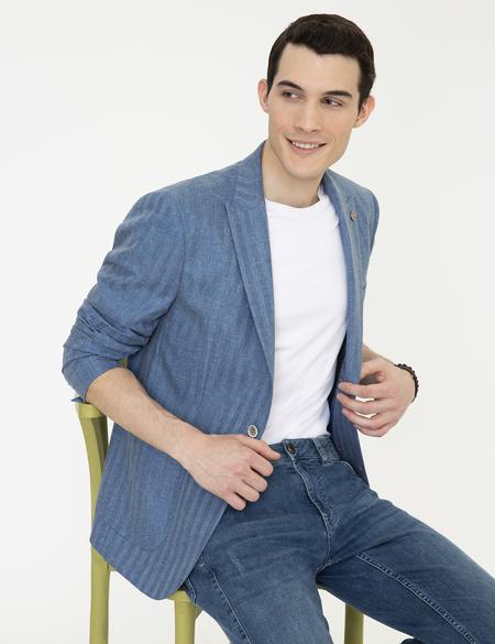 Koyu Mavi Slim Fit Ceket - 50247076014