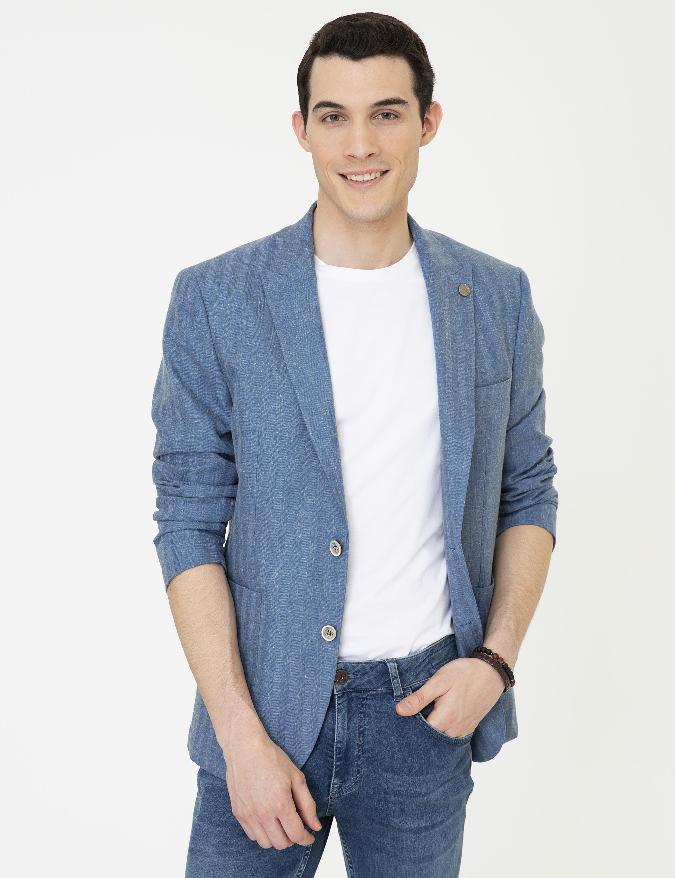 Koyu Mavi Slim Fit Ceket