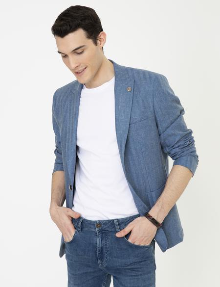 Koyu Mavi Slim Fit Ceket - 50247076014