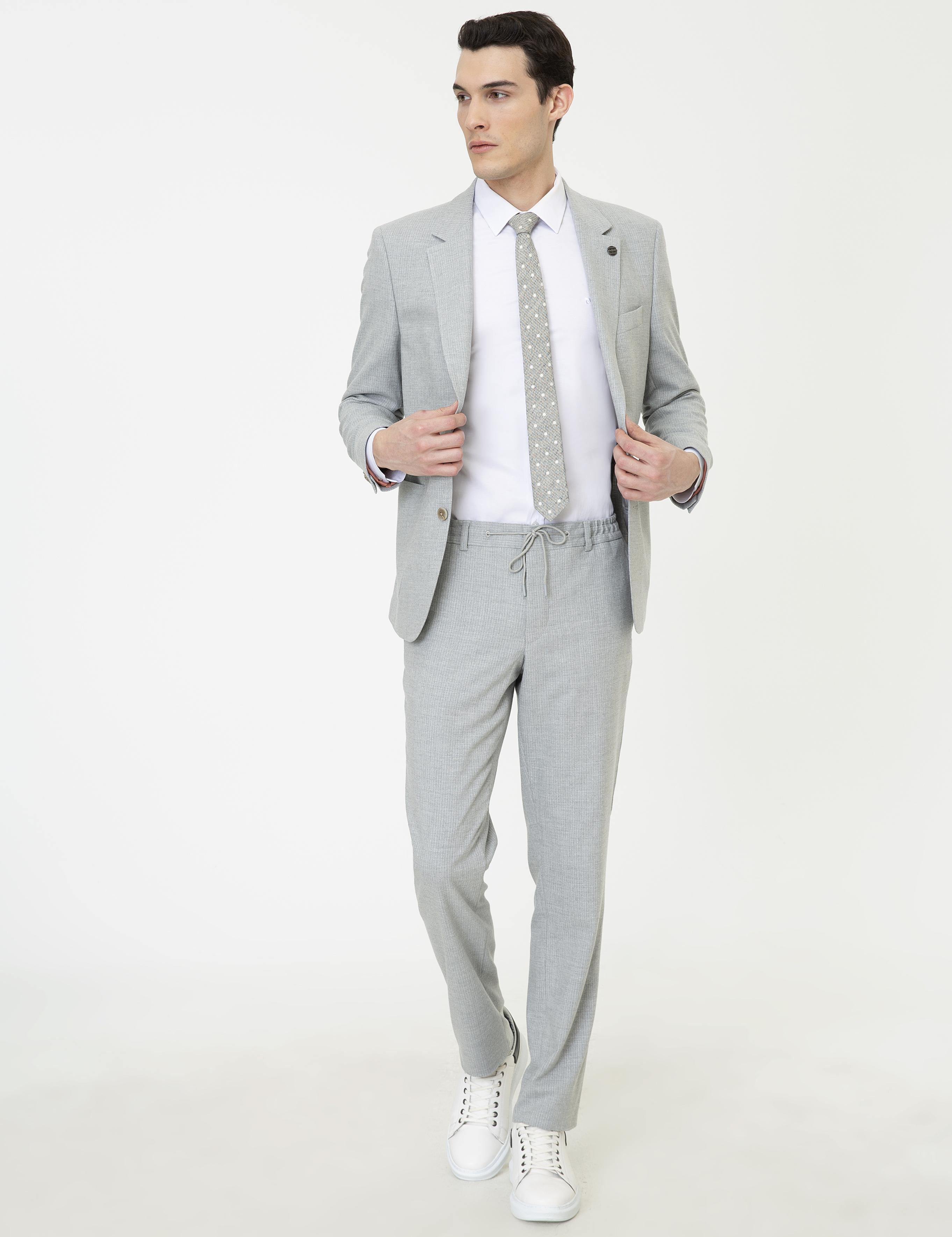 Gri Slim Fit Takım Elbise