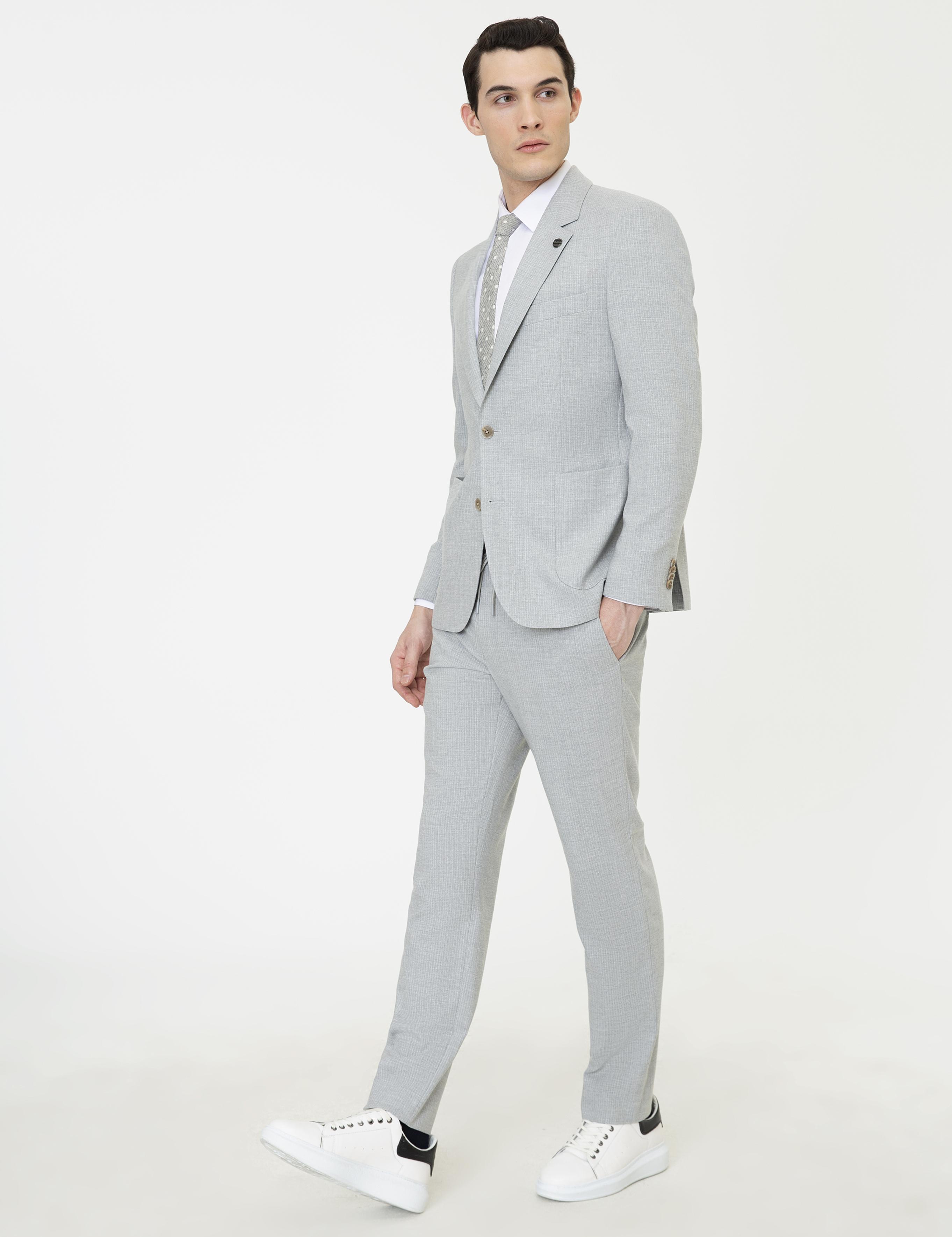 Gri Slim Fit Takım Elbise