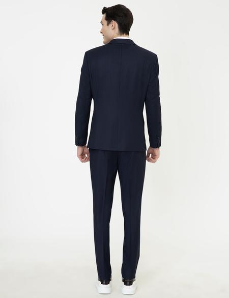 Lacivert Çizgili Slim Fit Takım Elbise - 50251405044