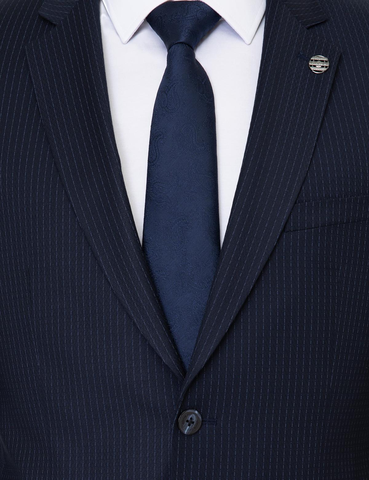 Lacivert Çizgili Slim Fit Takım Elbise - 50251405044