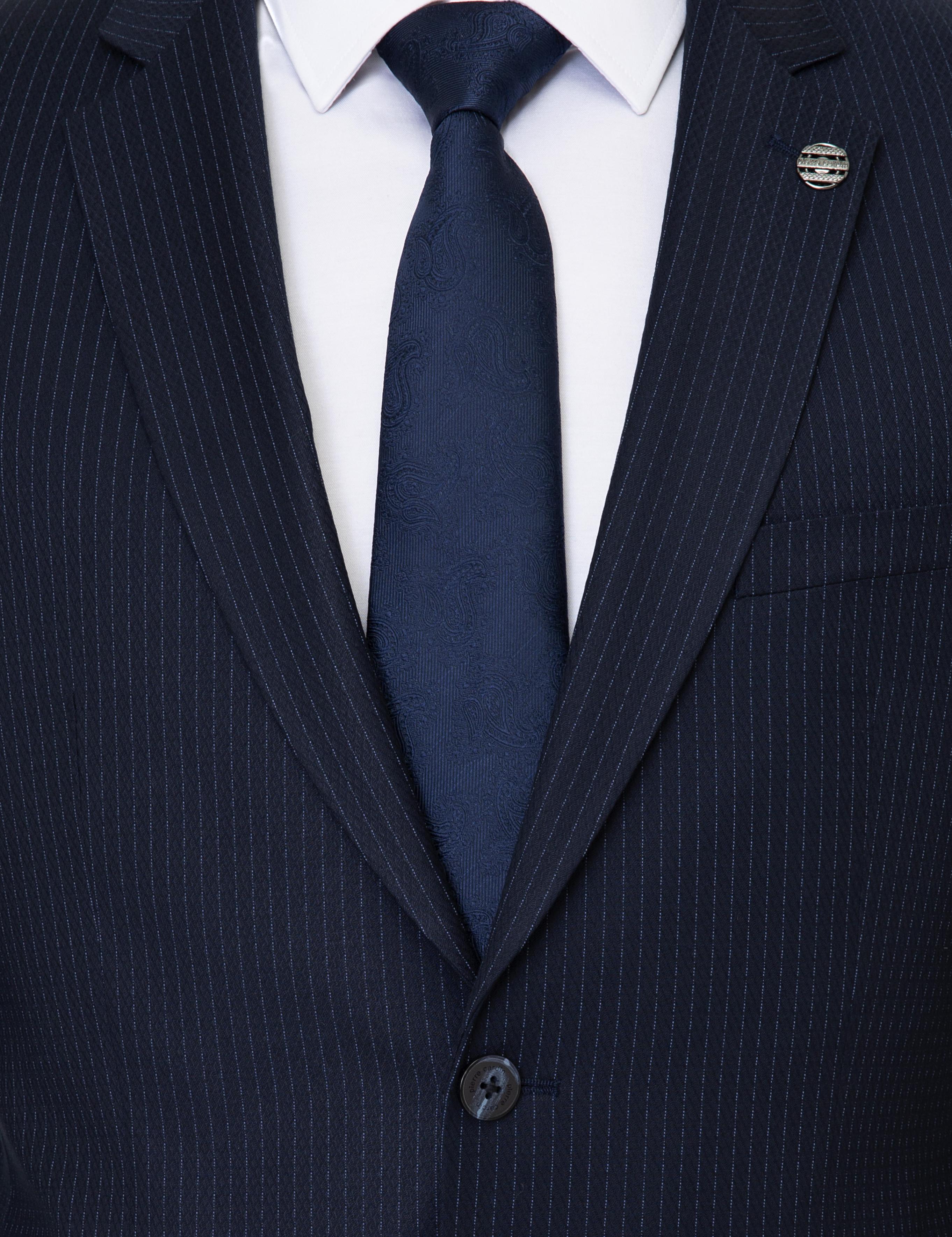 Lacivert Çizgili Slim Fit Takım Elbise