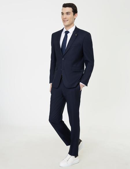 Lacivert Çizgili Slim Fit Takım Elbise - 50251405044