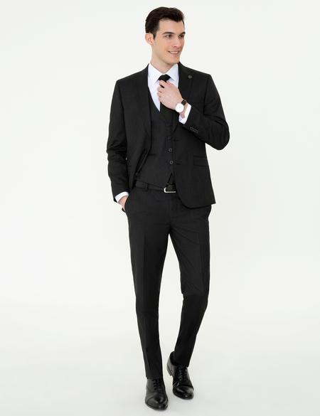 Siyah Ex. Slim Fit Yelekli Takım Elbise - 50251954008