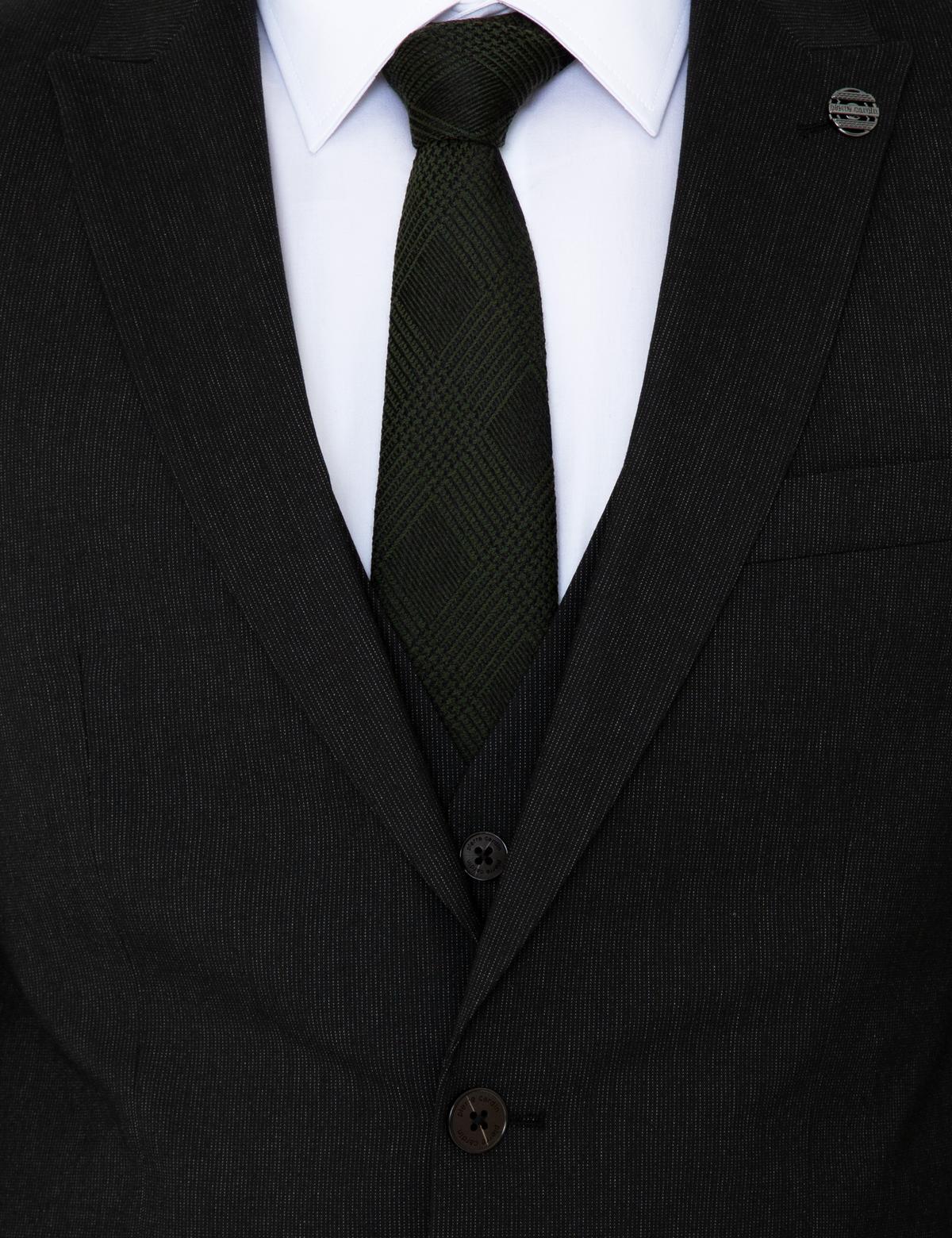 Siyah Ex. Slim Fit Yelekli Takım Elbise - 50251954008