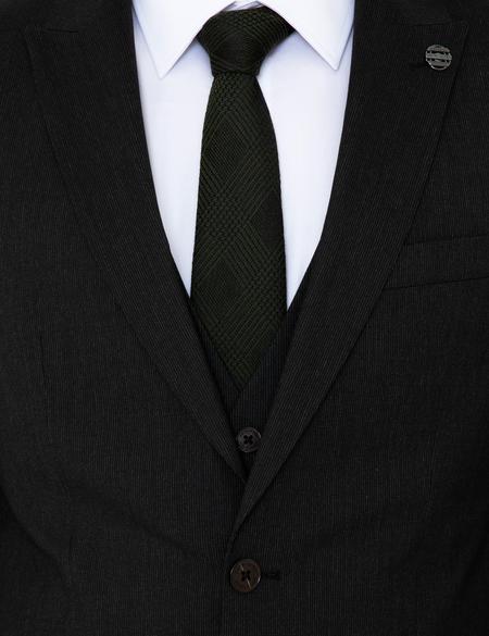 Siyah Ex. Slim Fit Yelekli Takım Elbise - 50251954008