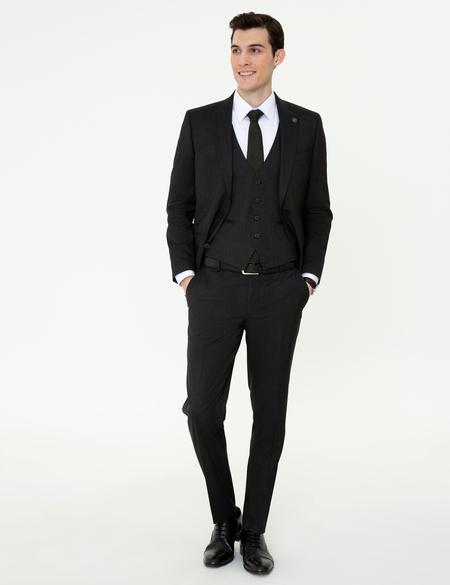 Siyah Ex. Slim Fit Yelekli Takım Elbise - 50251954008