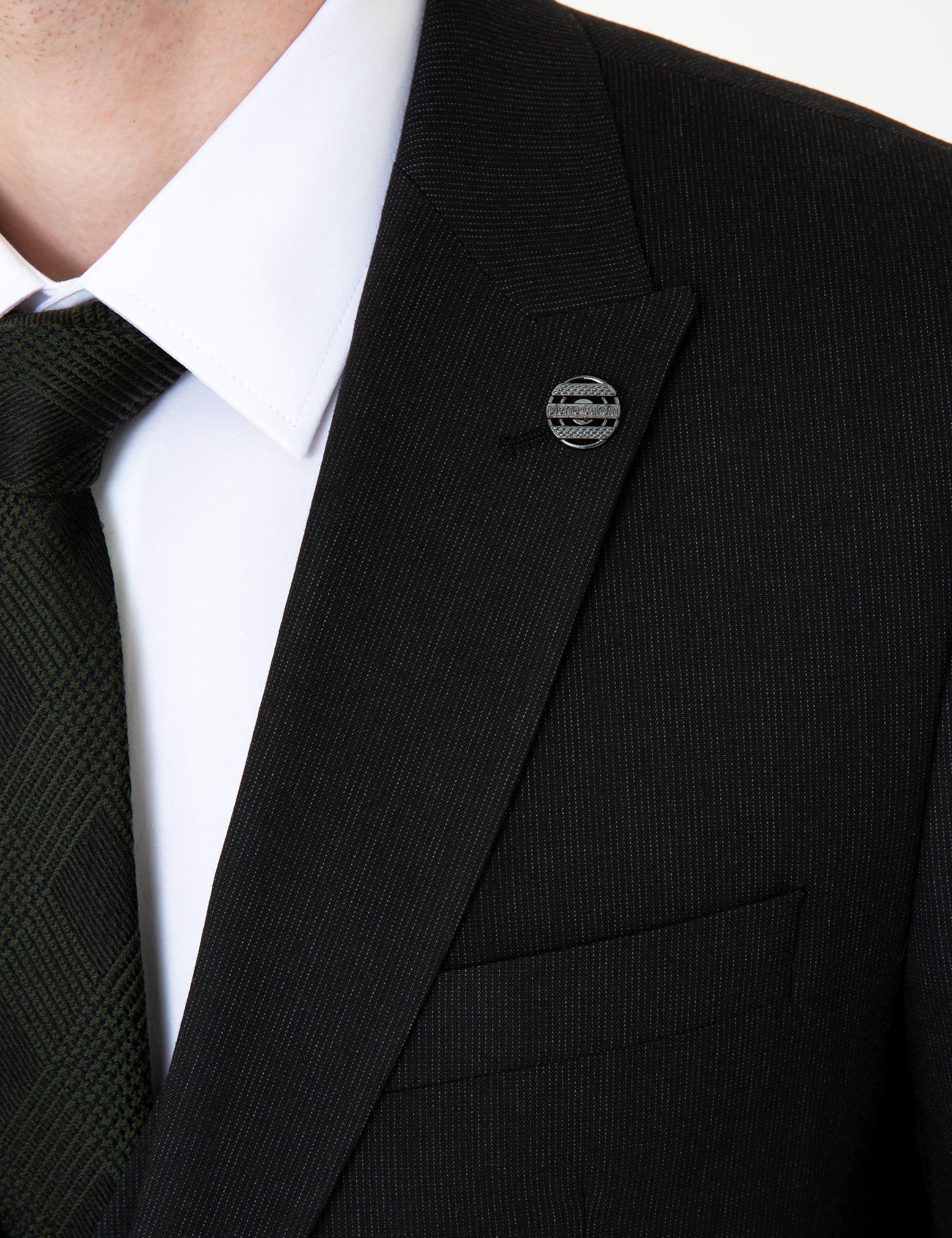 Siyah Ex. Slim Fit Yelekli Takım Elbise