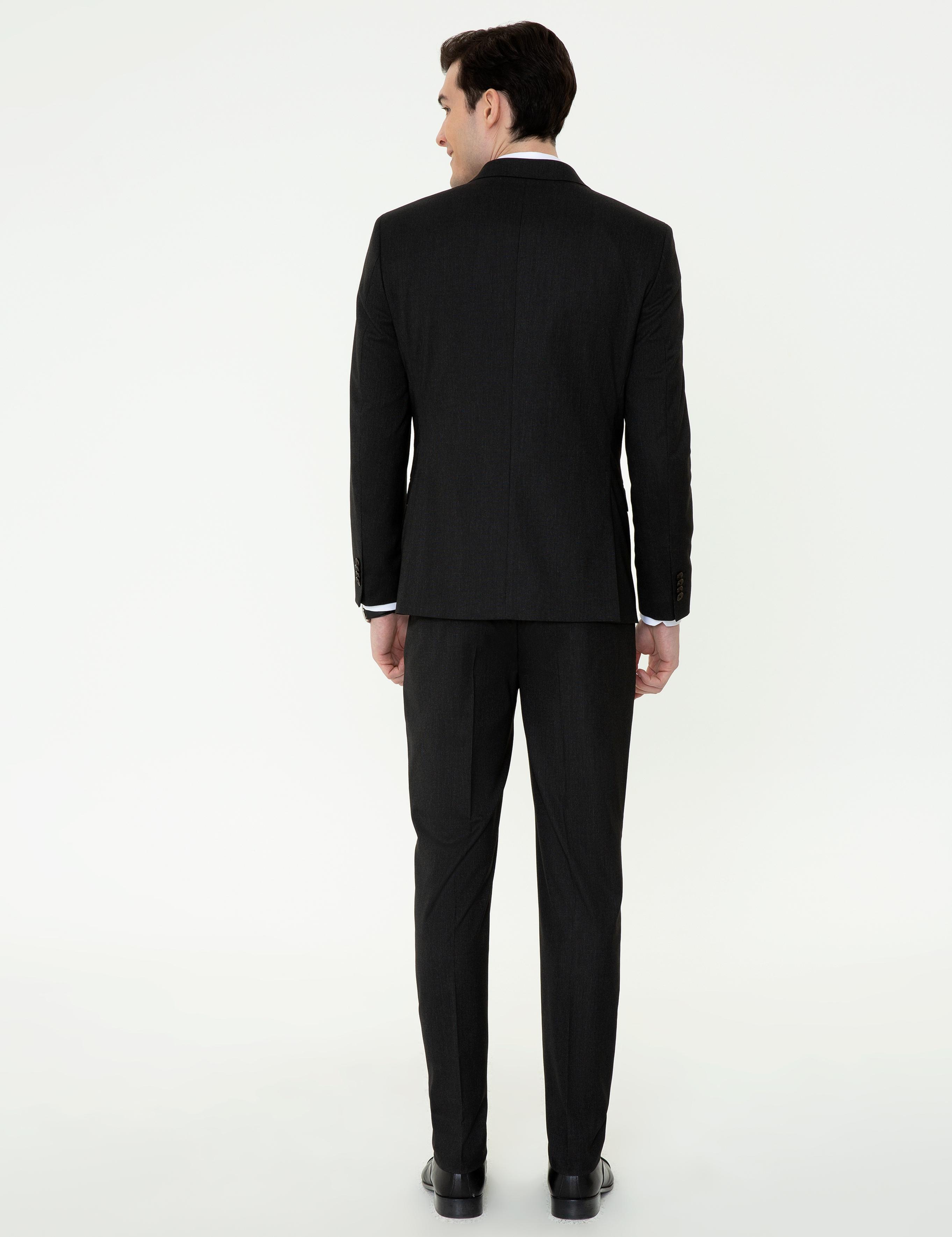 Siyah Ex. Slim Fit Yelekli Takım Elbise