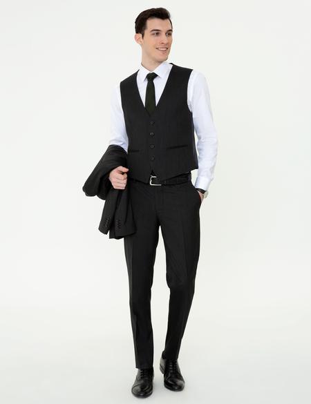 Siyah Ex. Slim Fit Yelekli Takım Elbise - 50251954008