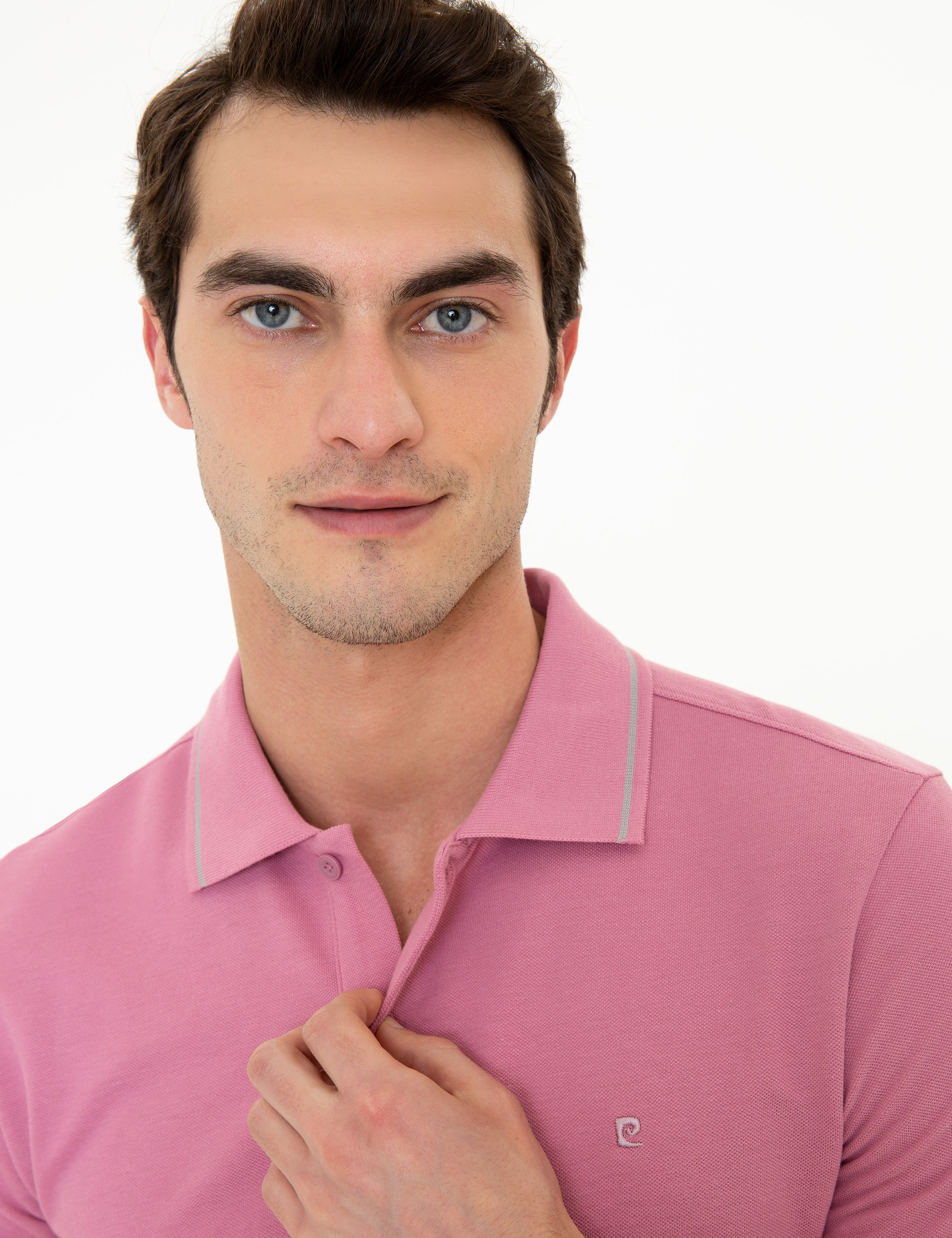 Gül Kurusu Slim Fit Polo Yaka Basic Tişört - Image 2