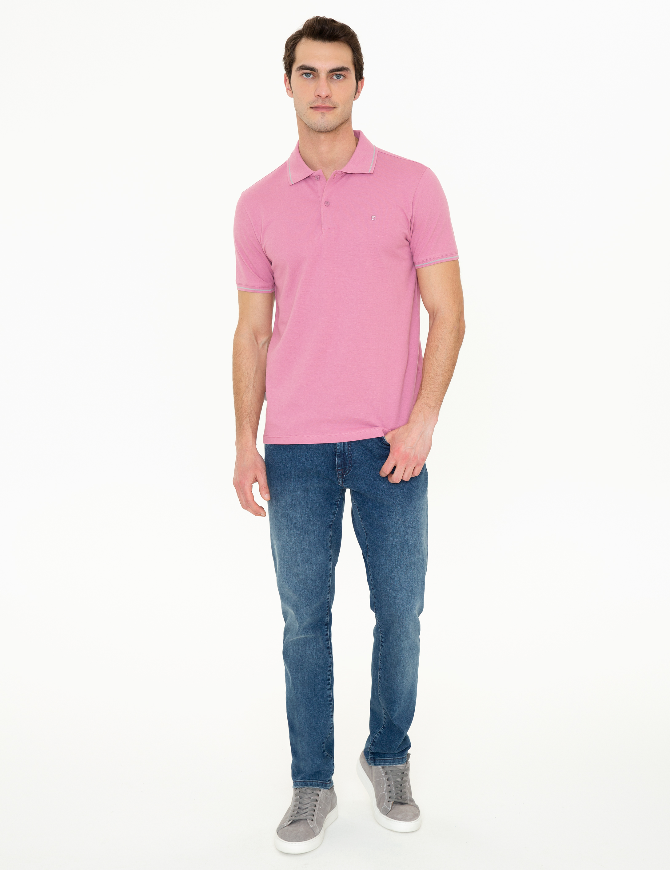 Gül Kurusu Slim Fit Polo Yaka Basic Tişört - Image 5
