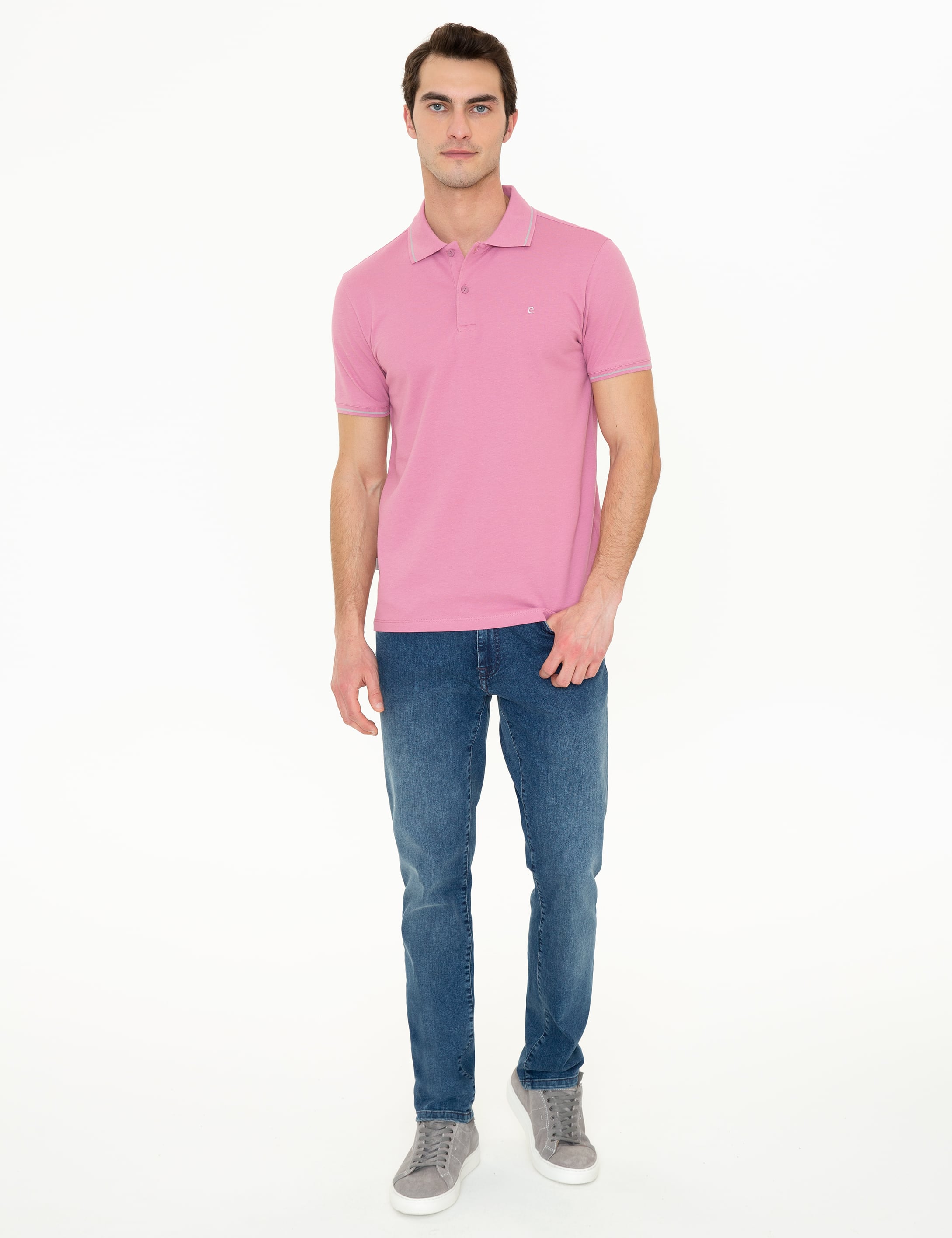 Gül Kurusu Slim Fit Polo Yaka Basic Tişört